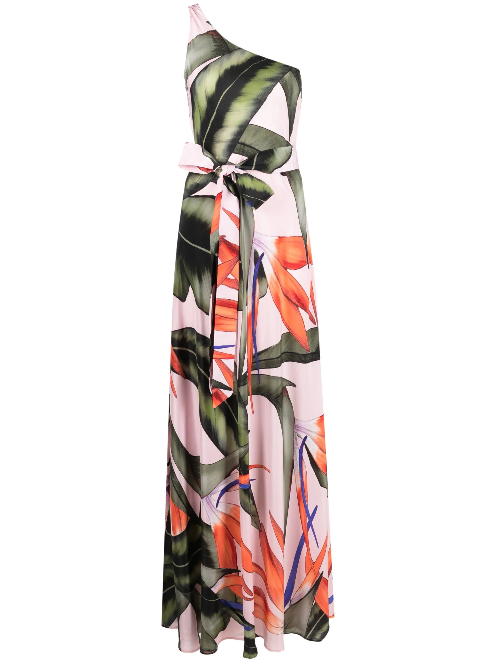 one-shoulder graphic-print dress