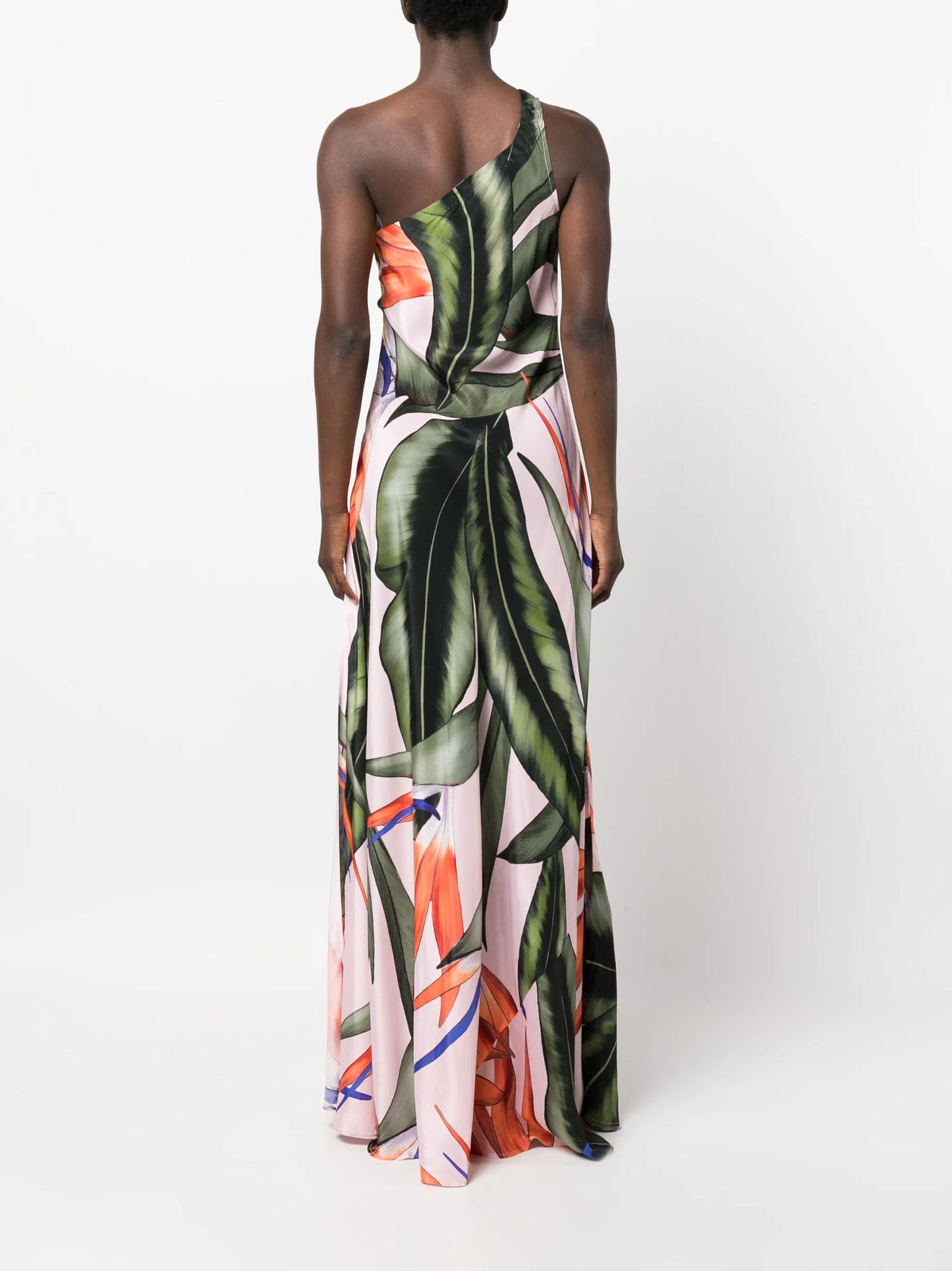 one-shoulder graphic-print dress