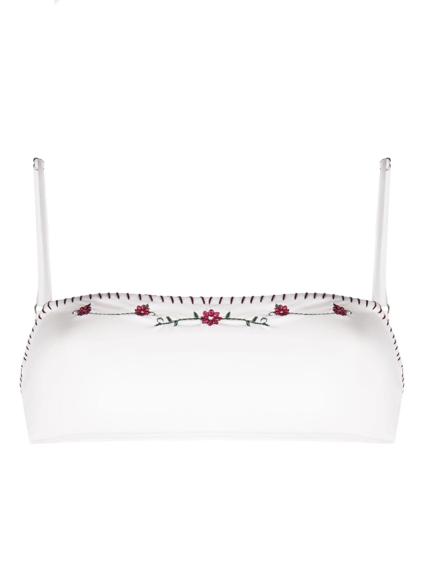 Tommy floral-embroidered bikini top