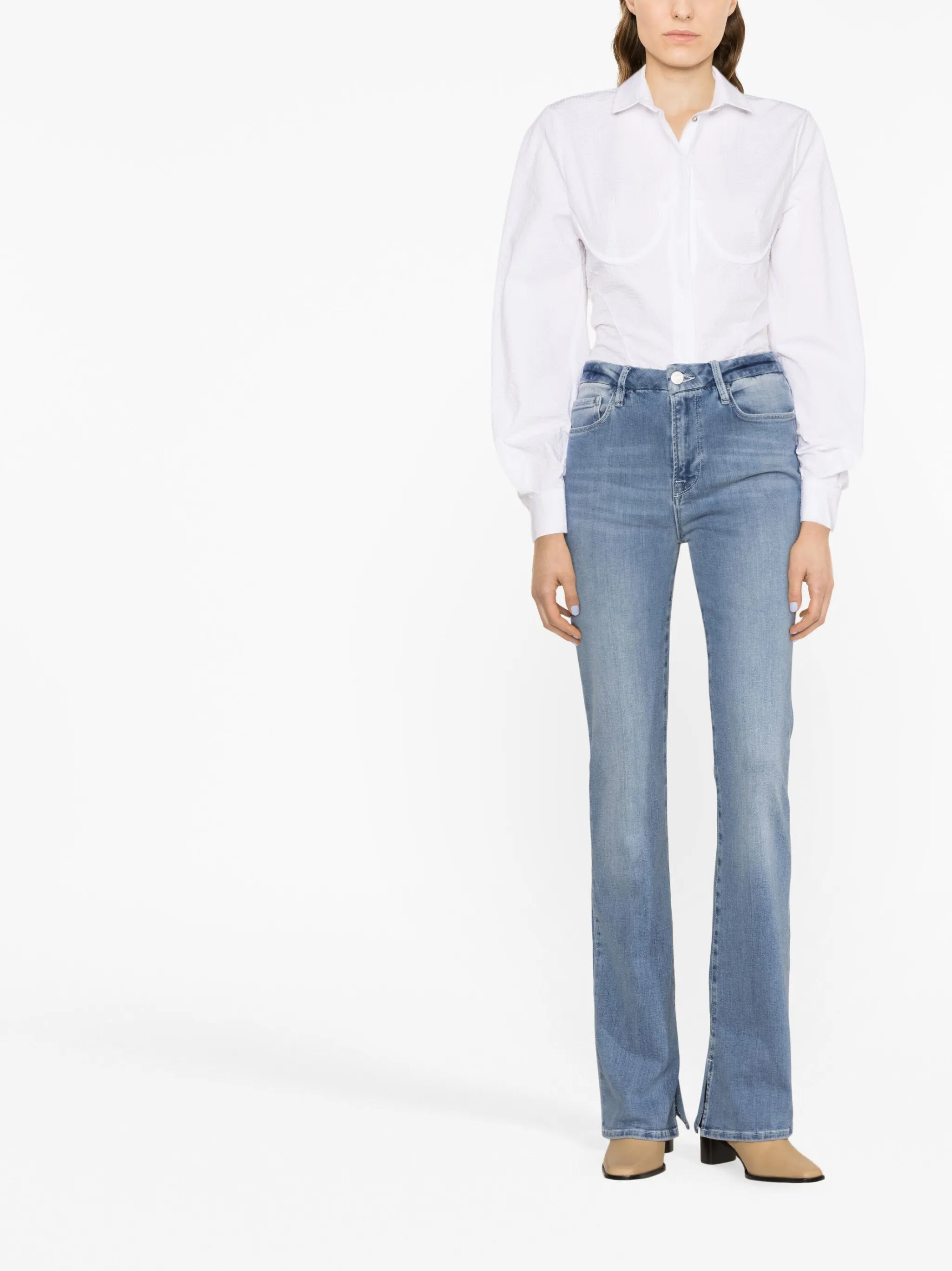 mid-rise flared jeans