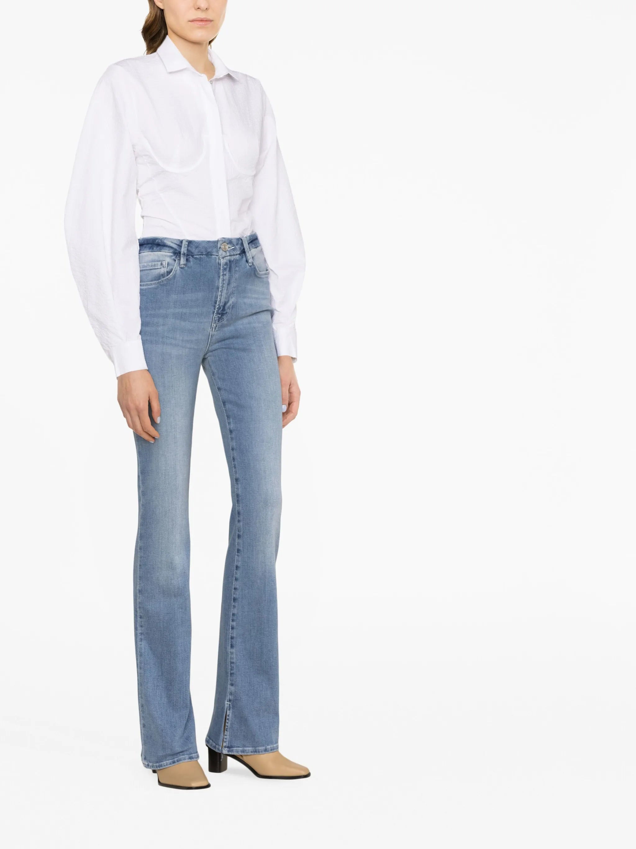 mid-rise flared jeans