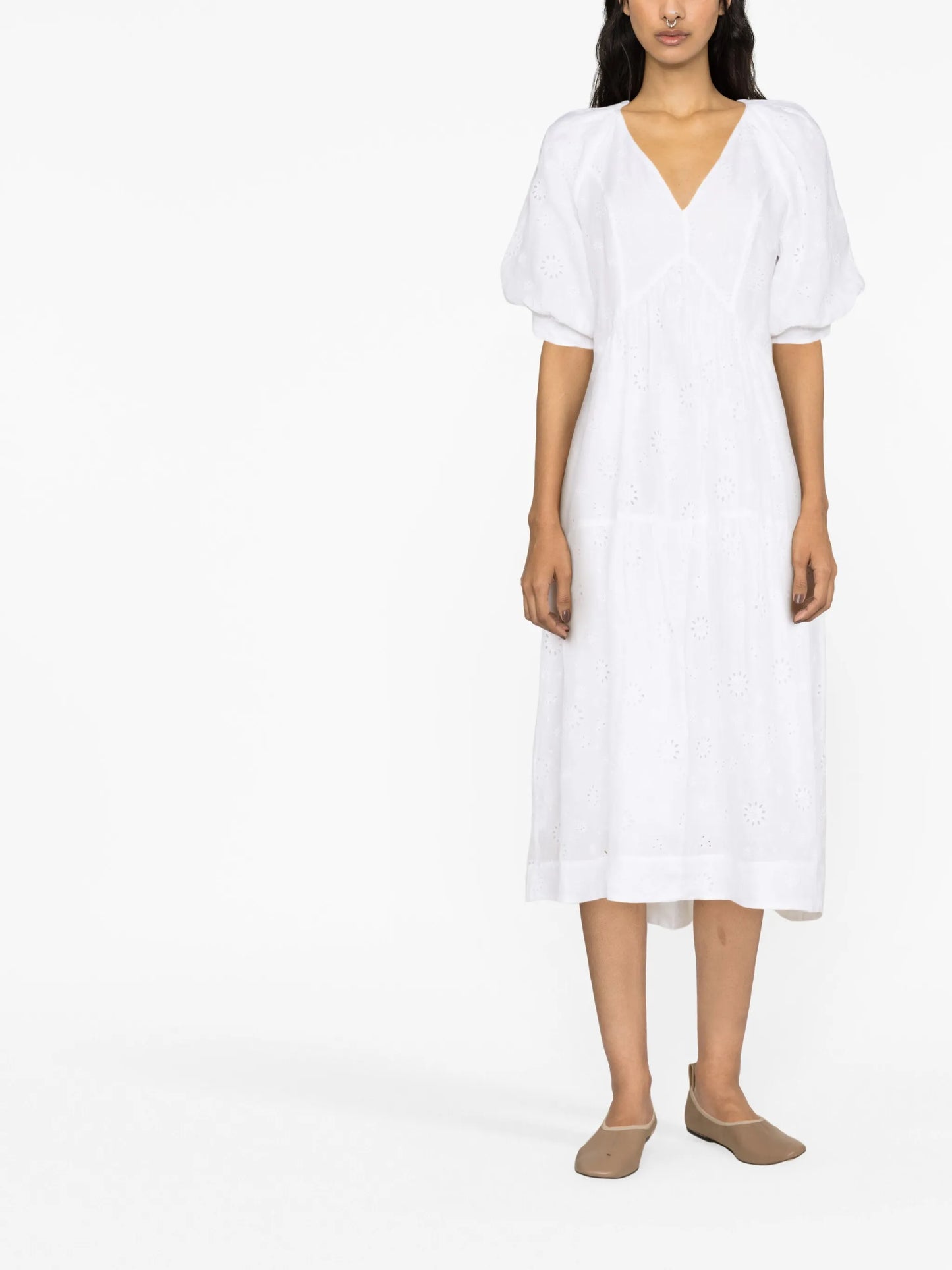 broderie anglaise midi dress