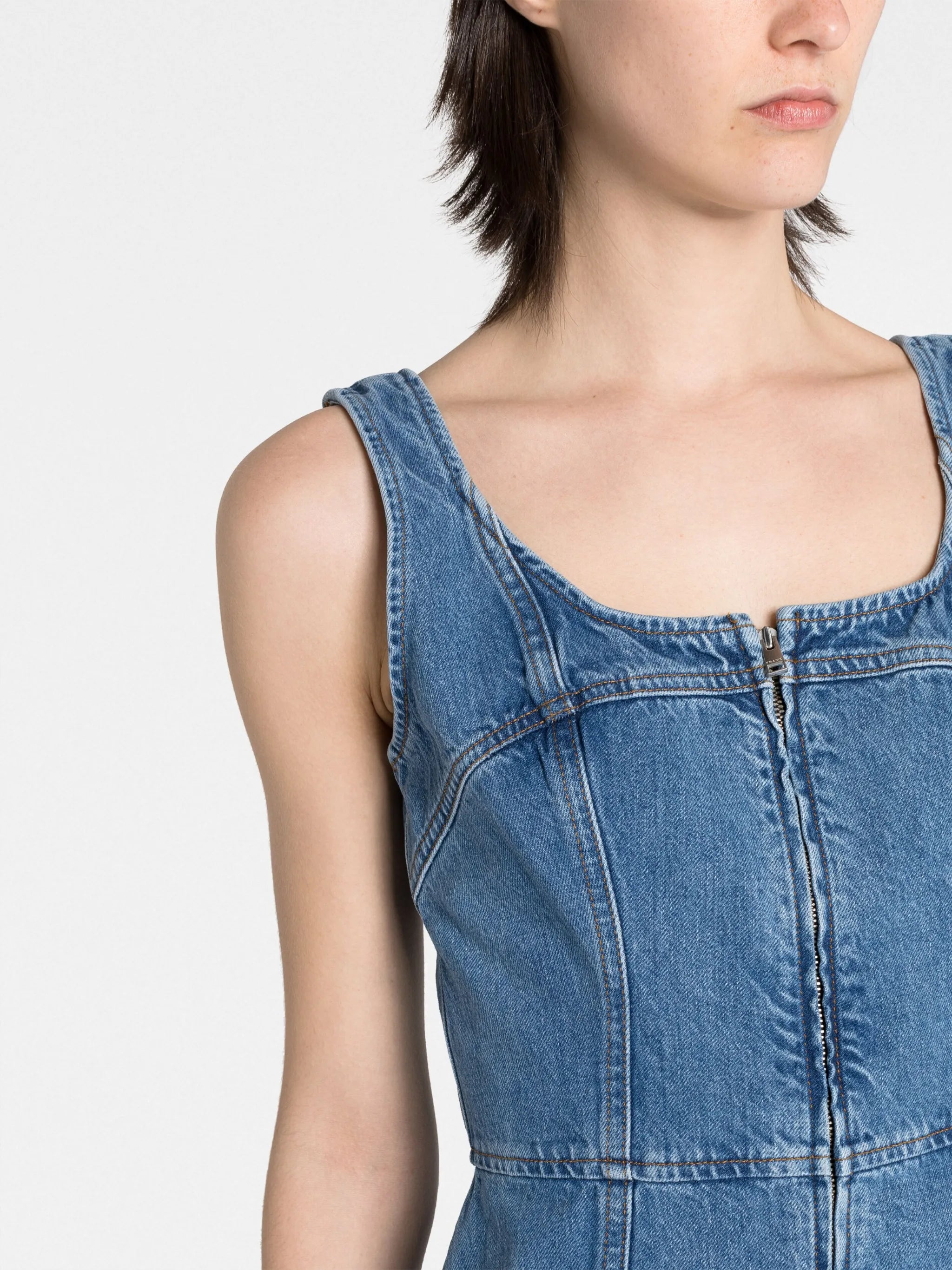 sleeveless denim dress