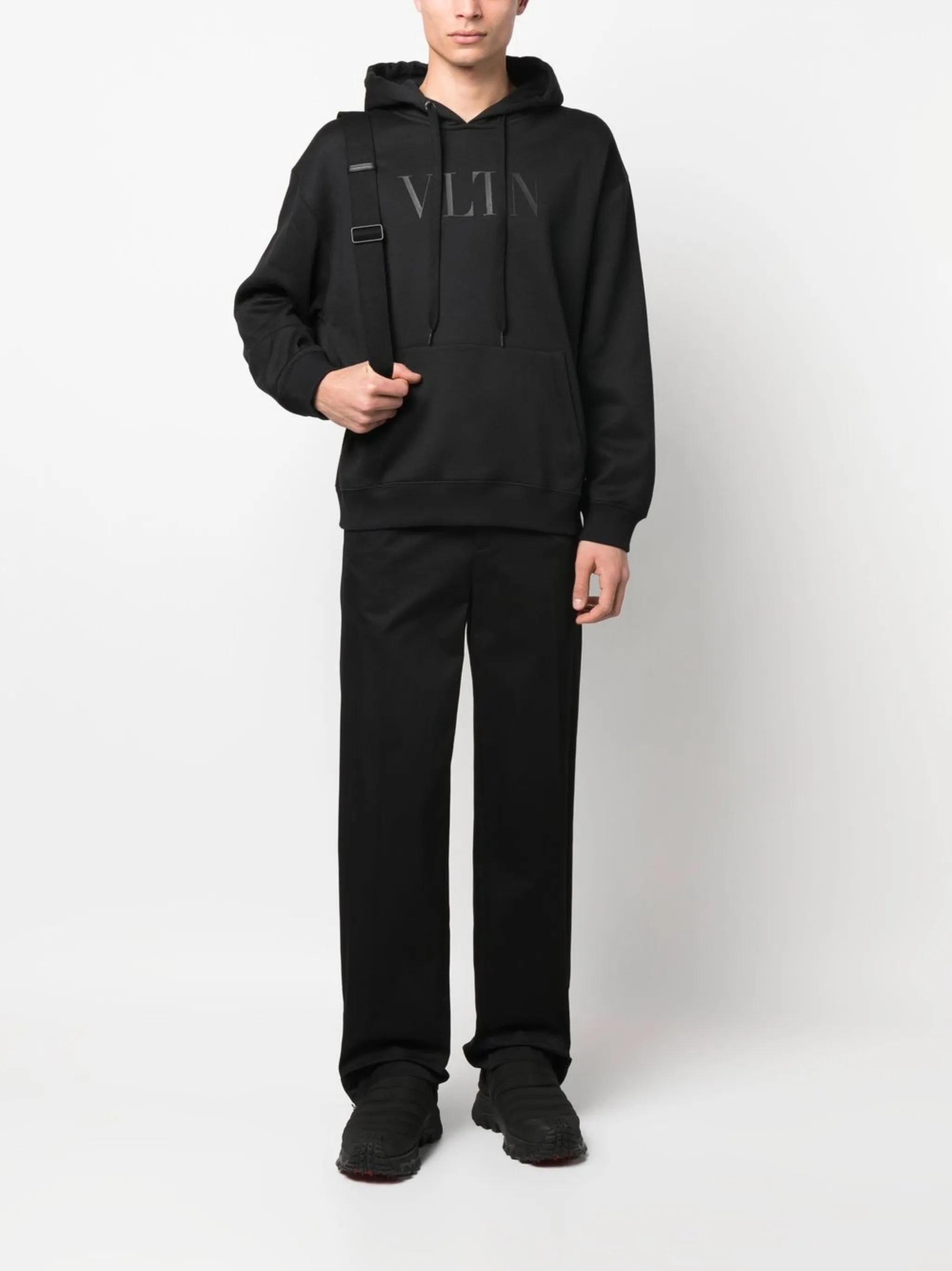 VLTN-print drawstring hoodie