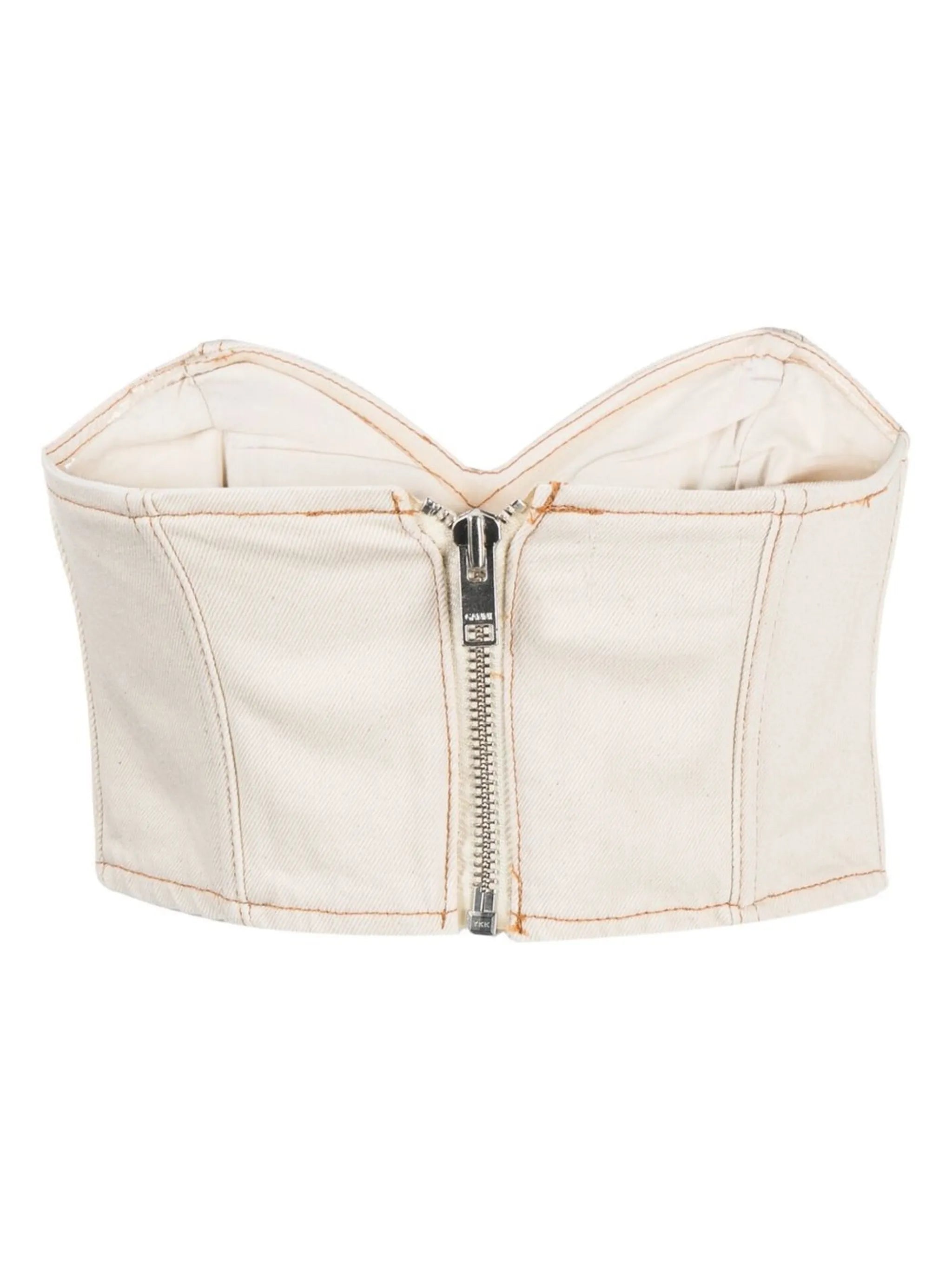 Crystal-embellished Logo Denim Crop-top