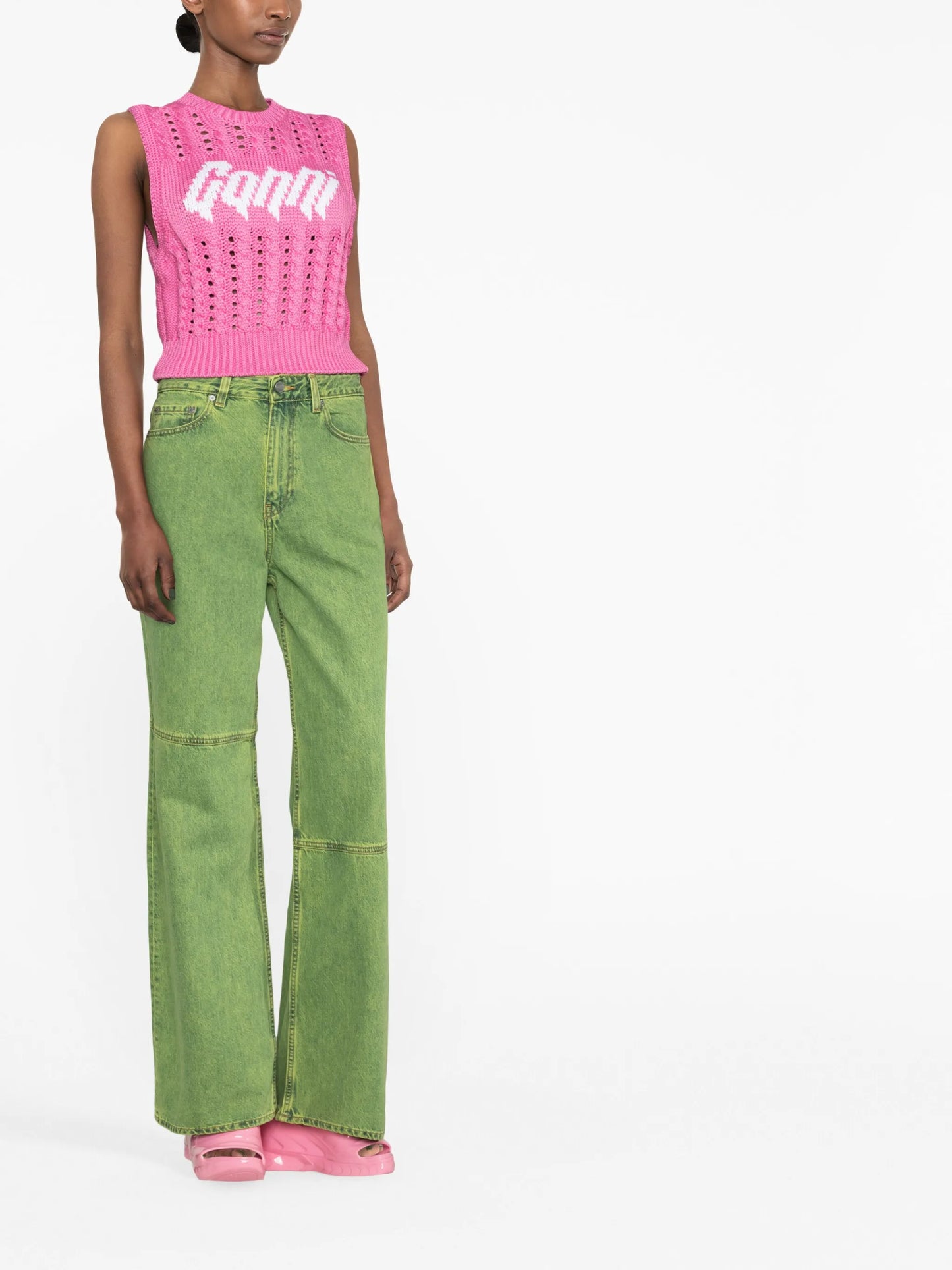 wide-leg bleached jeans