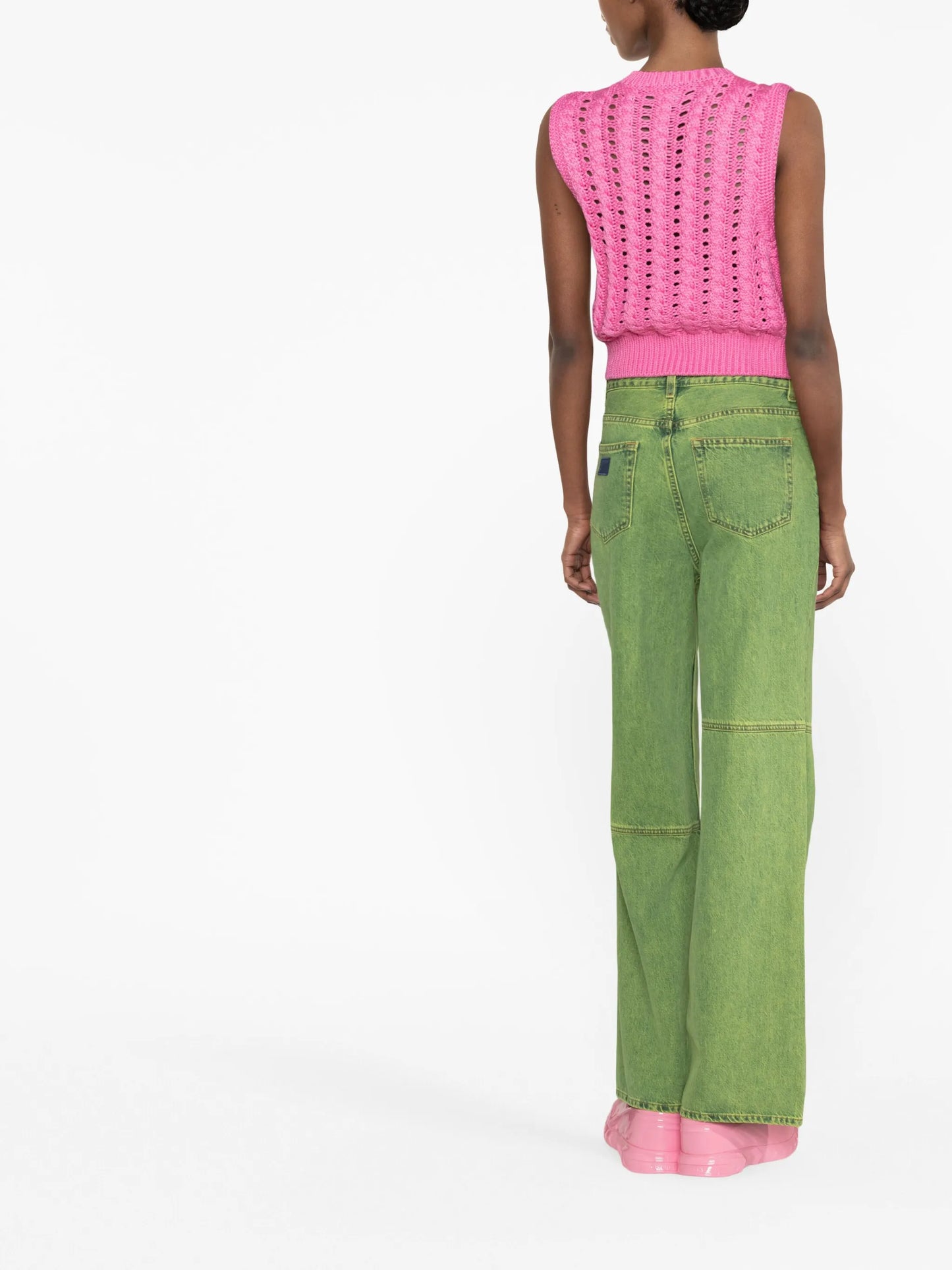 wide-leg bleached jeans