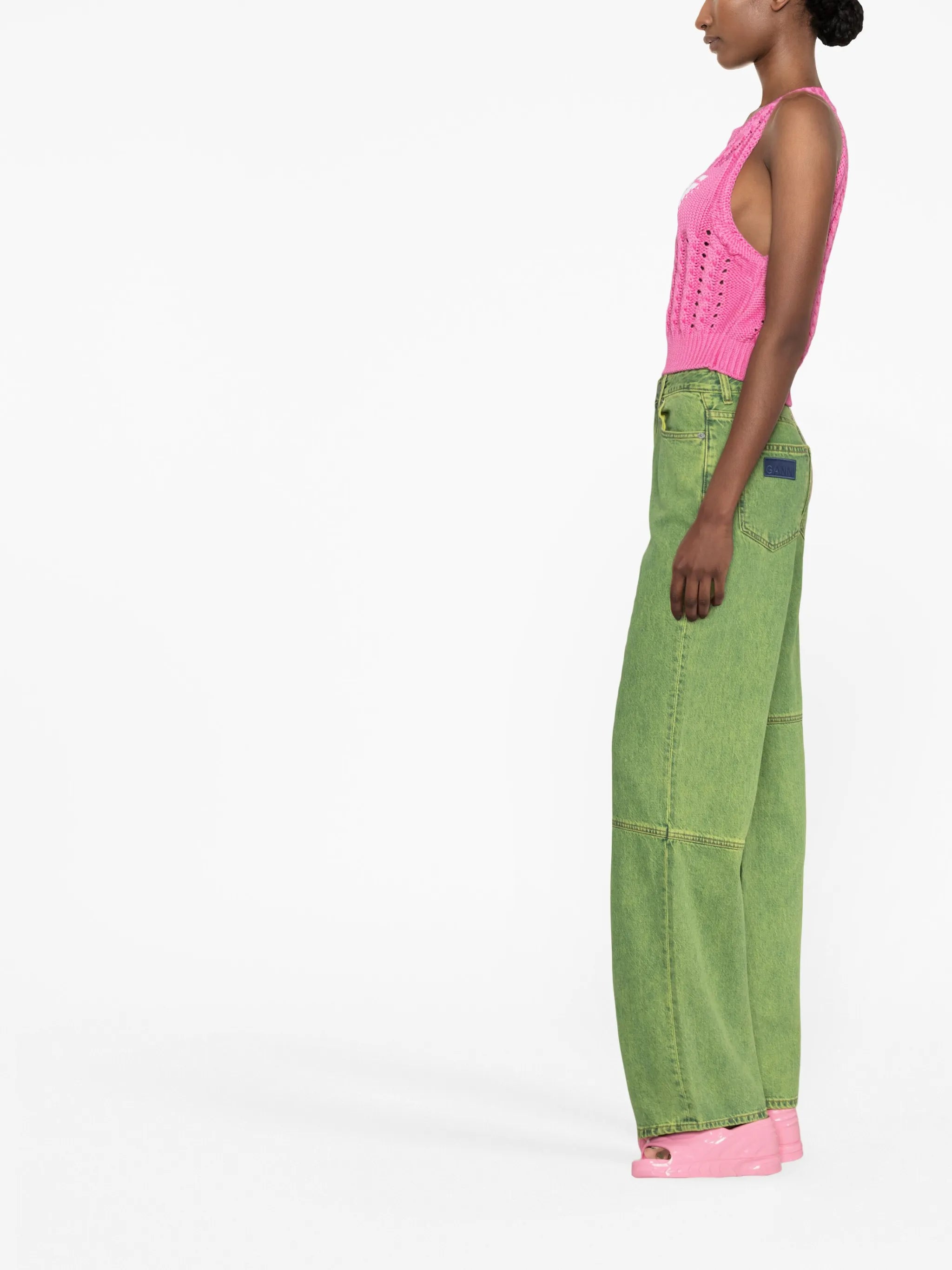 wide-leg bleached jeans