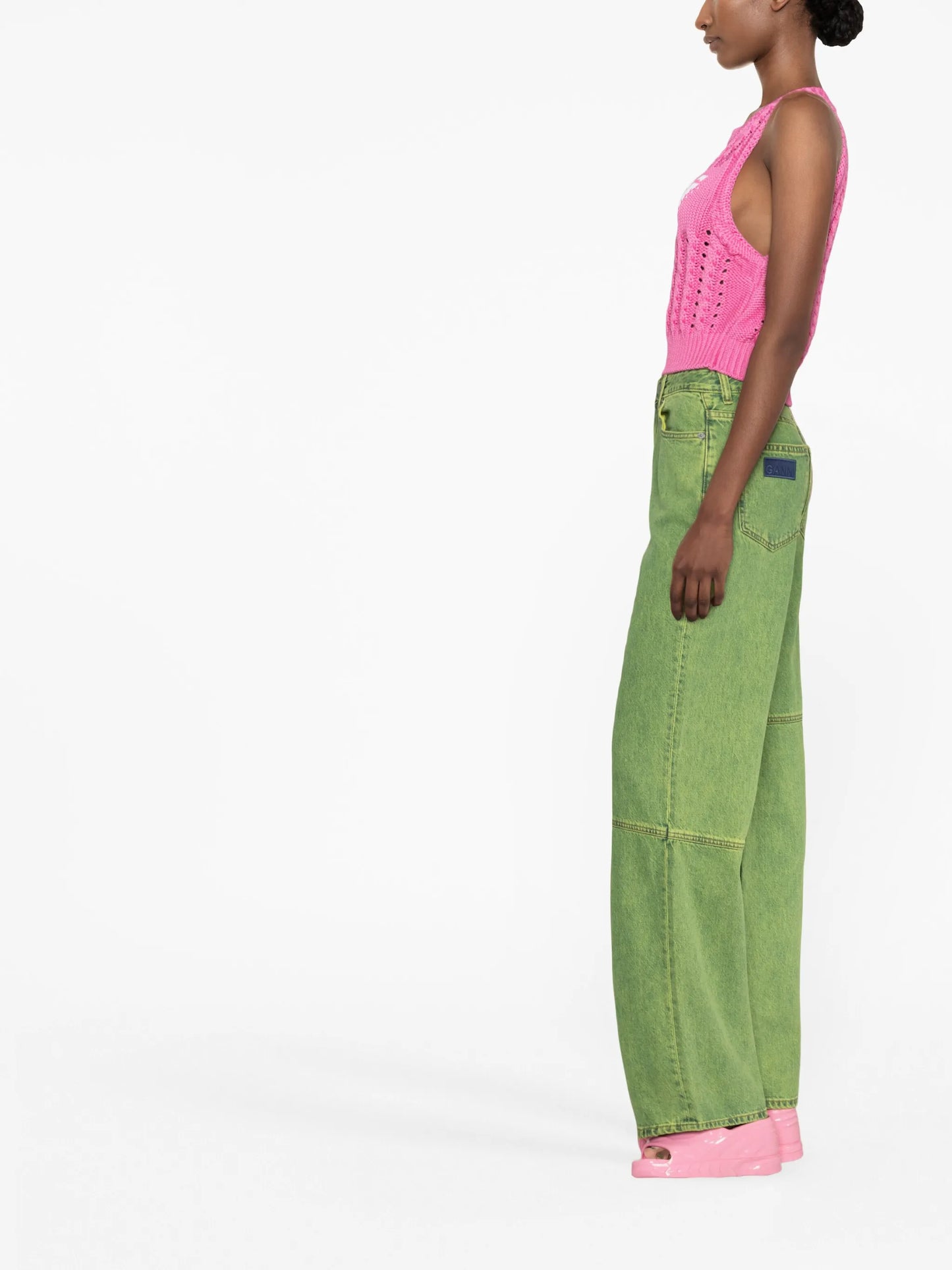 wide-leg bleached jeans