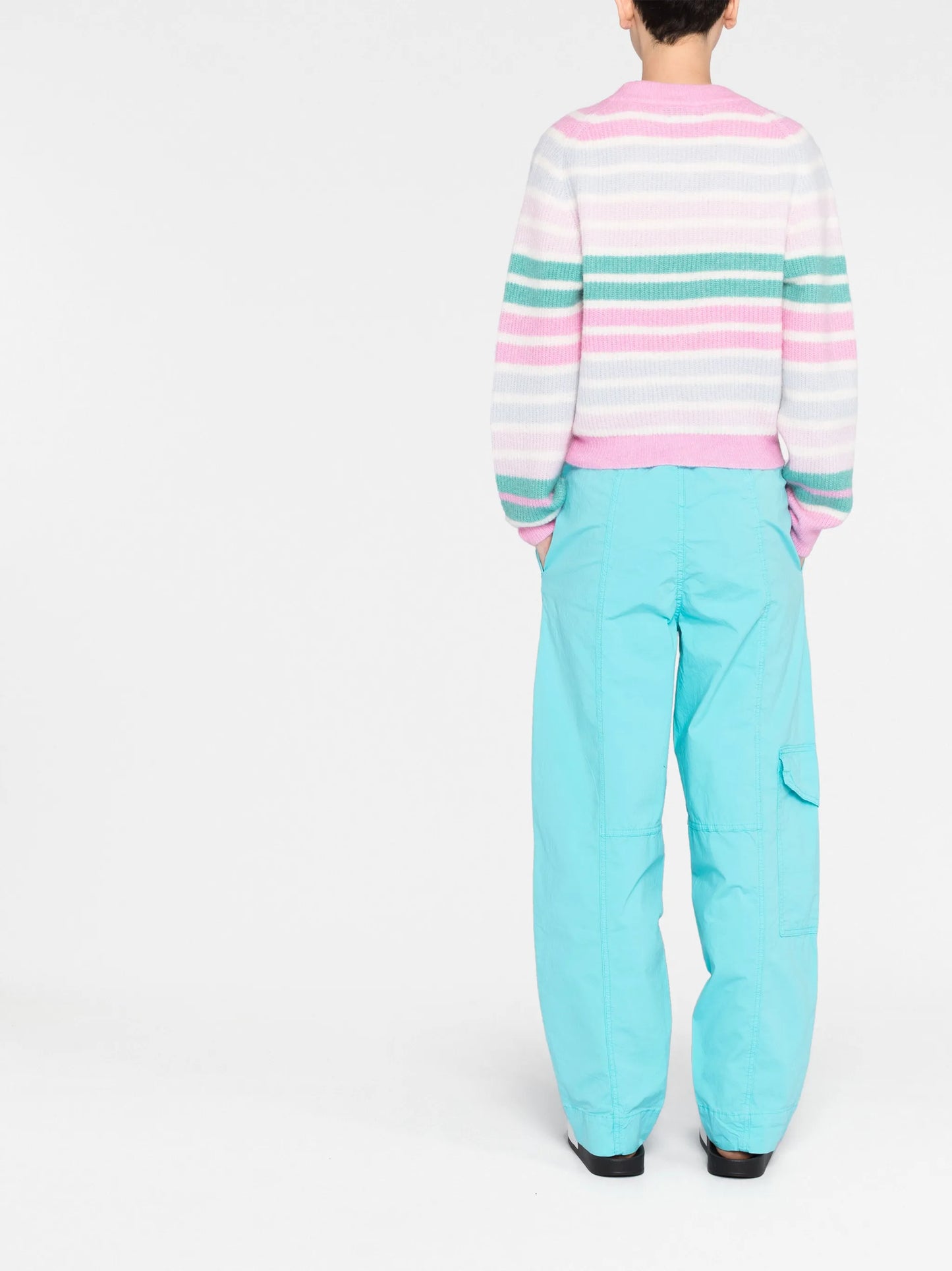 striped V-neck cardigan