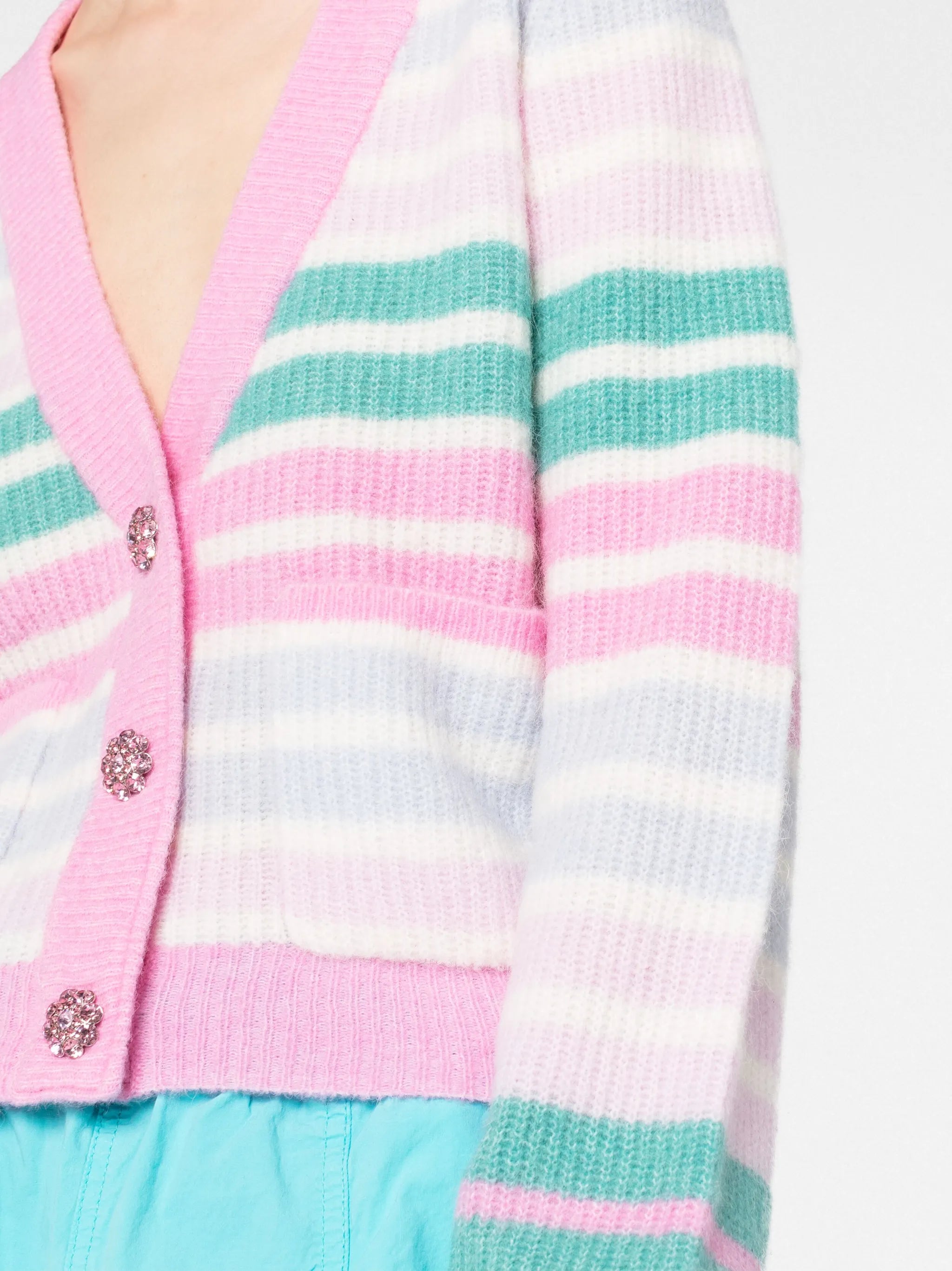 striped V-neck cardigan