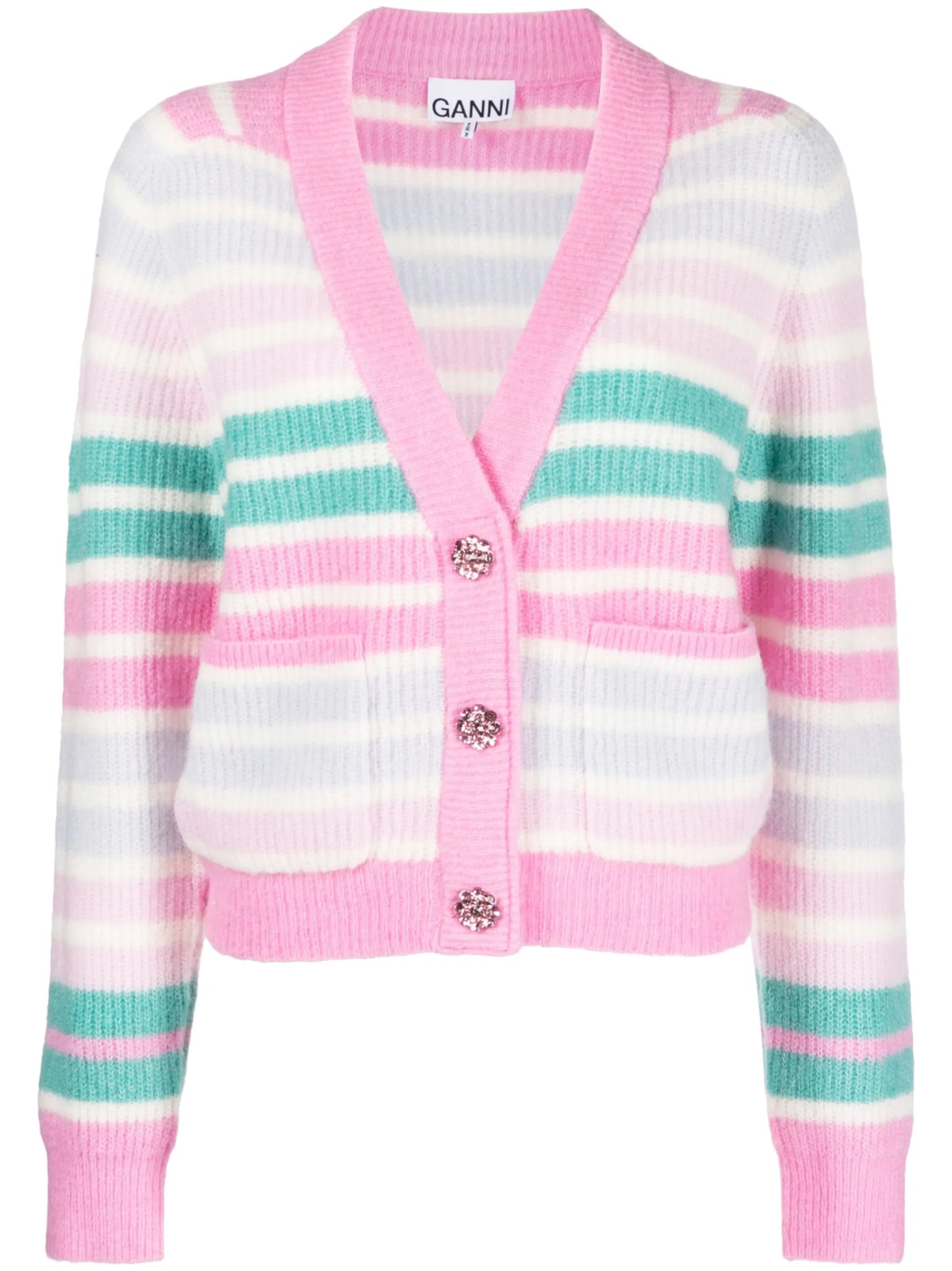 striped V-neck cardigan