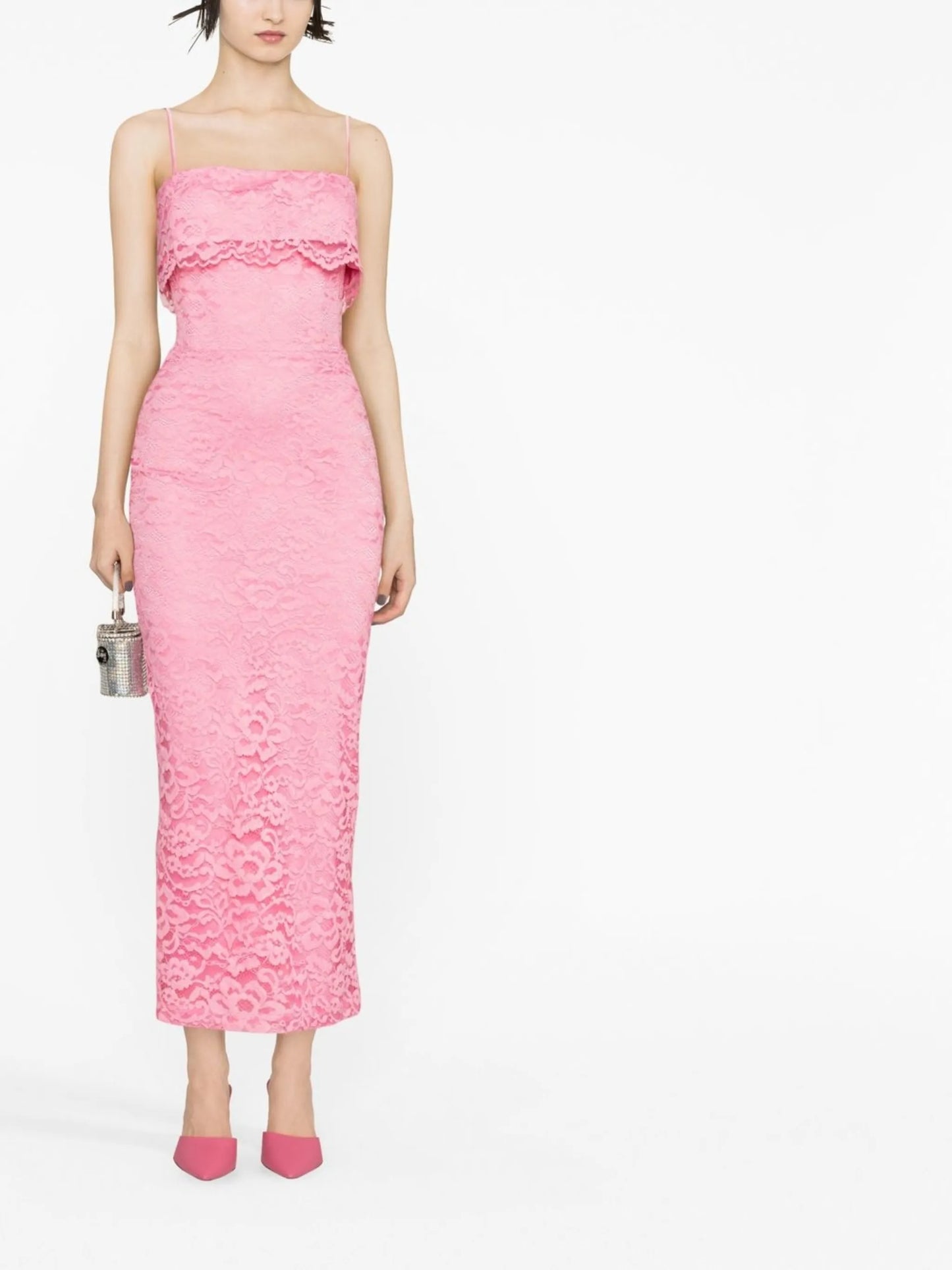 layered lace midi dress