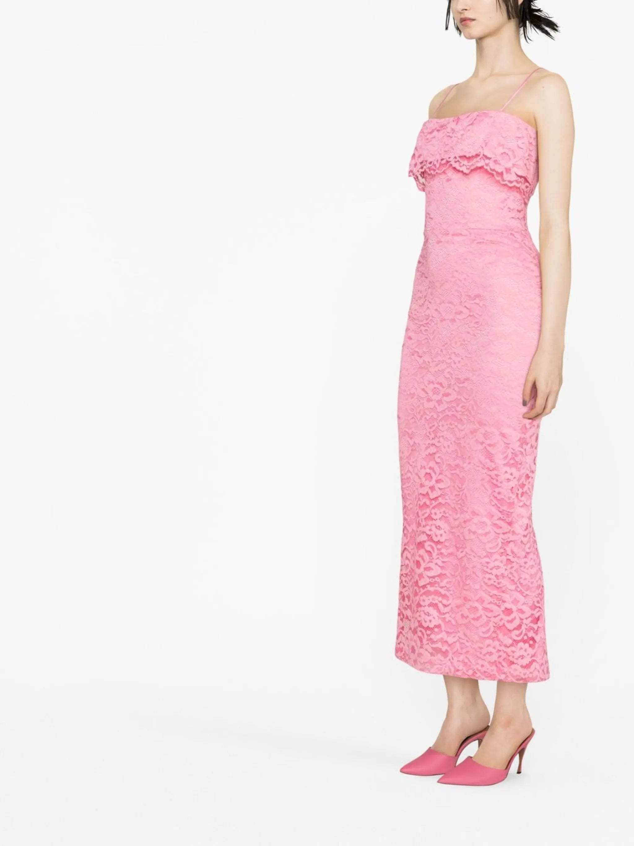 layered lace midi dress