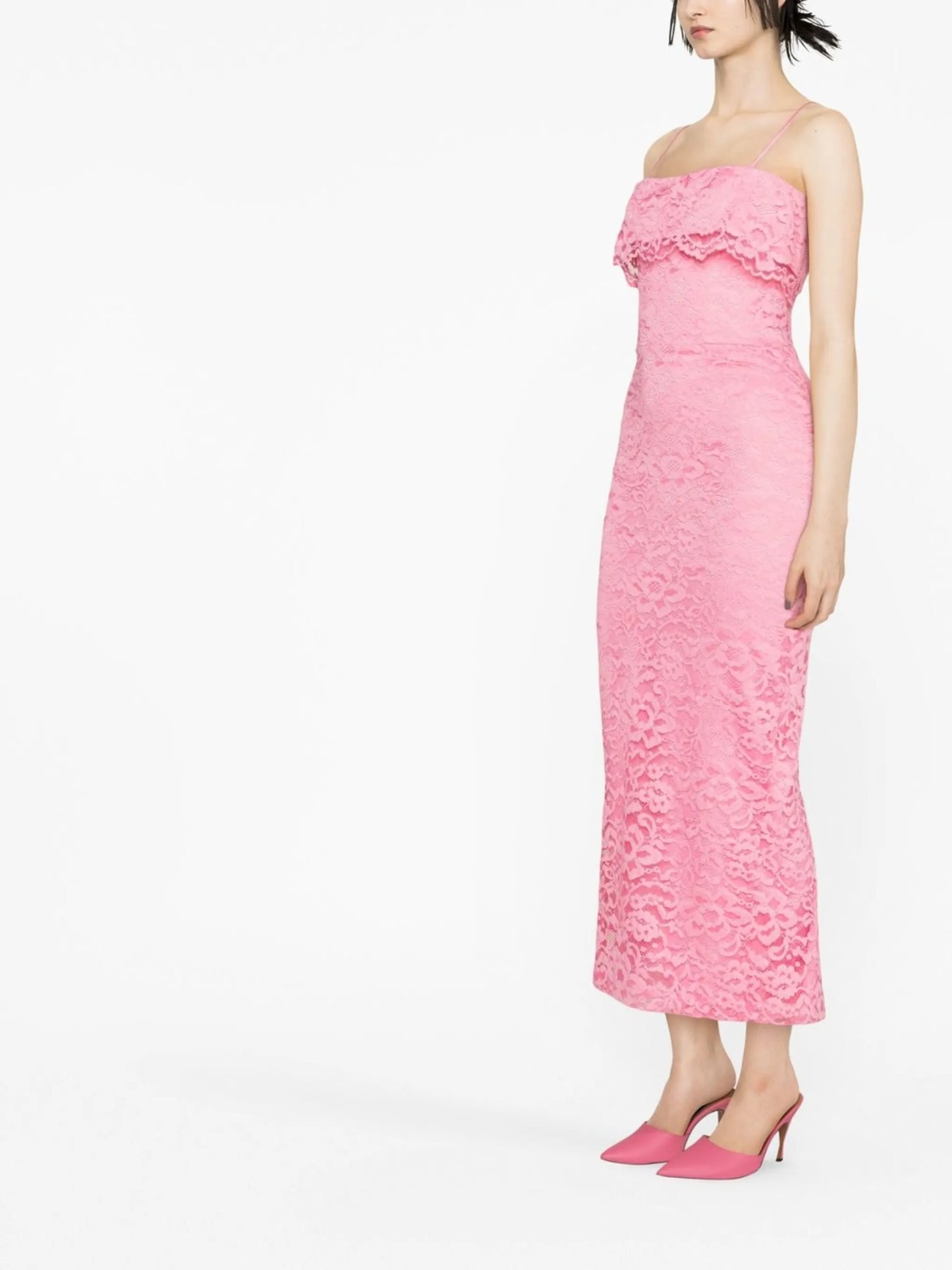layered lace midi dress