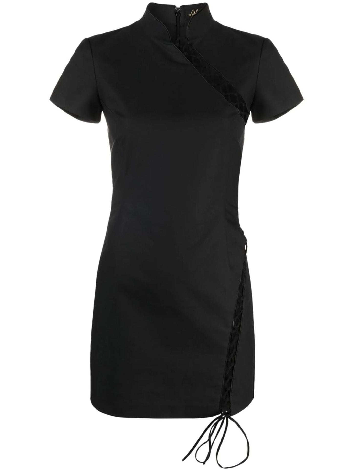 Trapeze lace-detail mini dress
