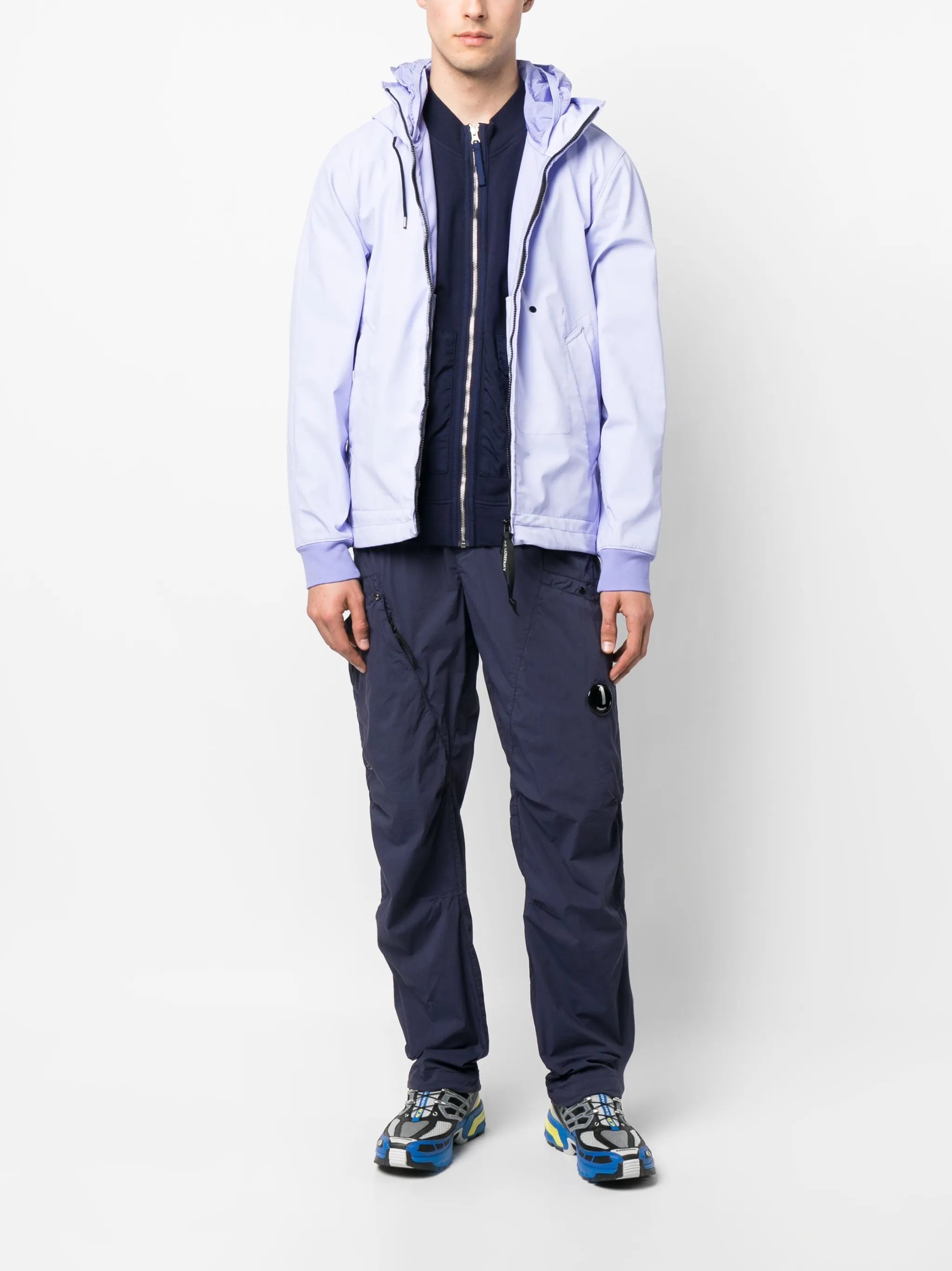 zip-fastening hooded jacket