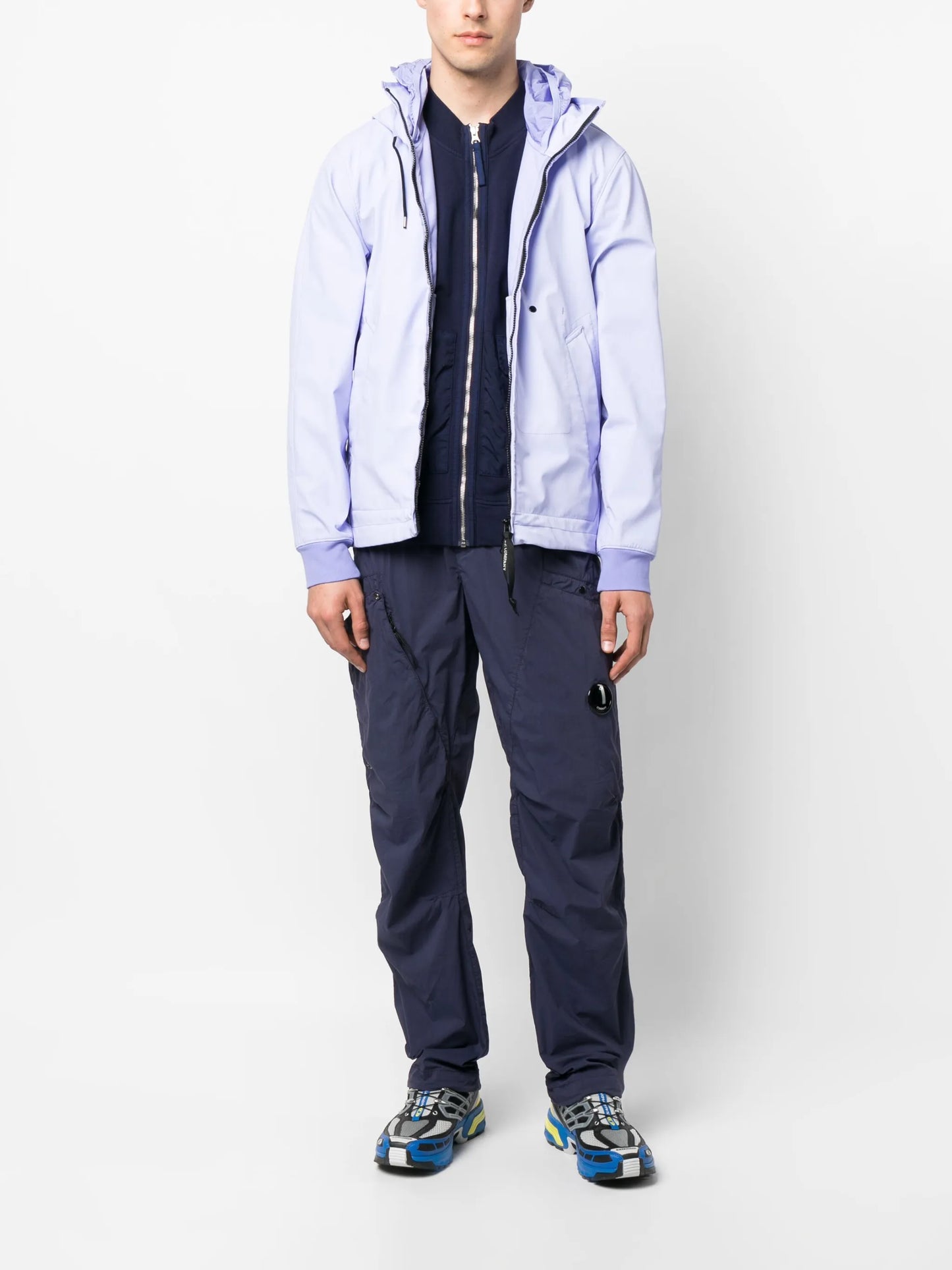 zip-fastening hooded jacket