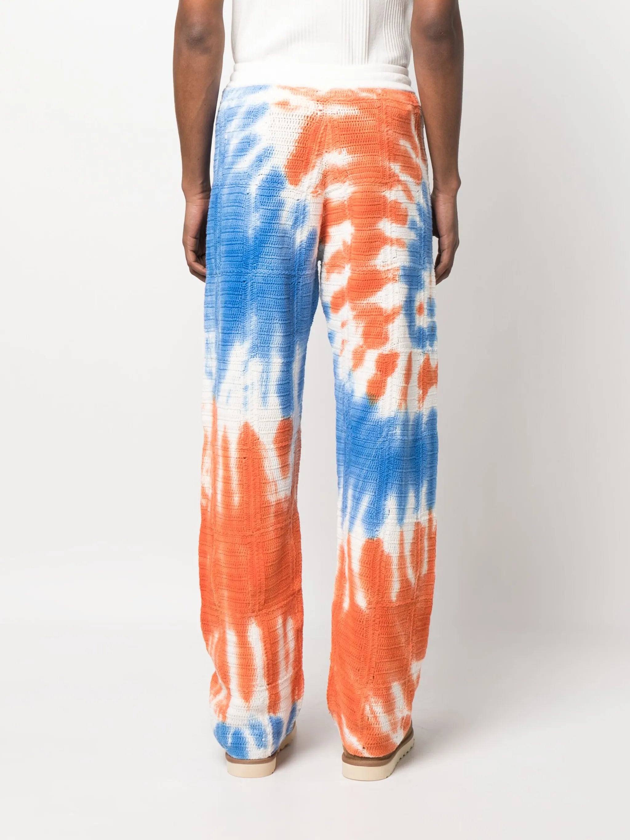 tie-dye macramé trousers
