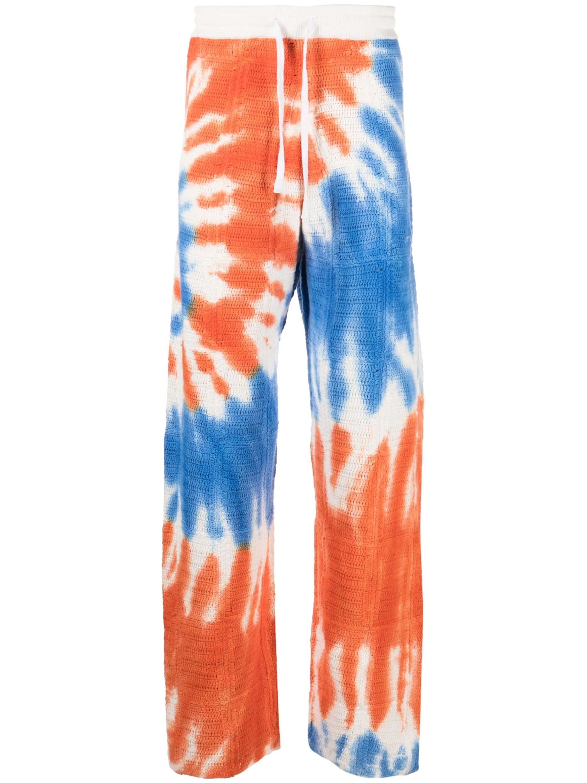 tie-dye macramé trousers