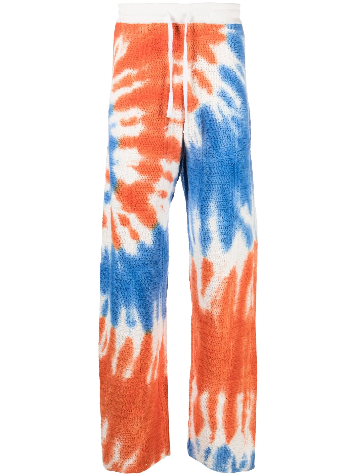 tie-dye macramé trousers