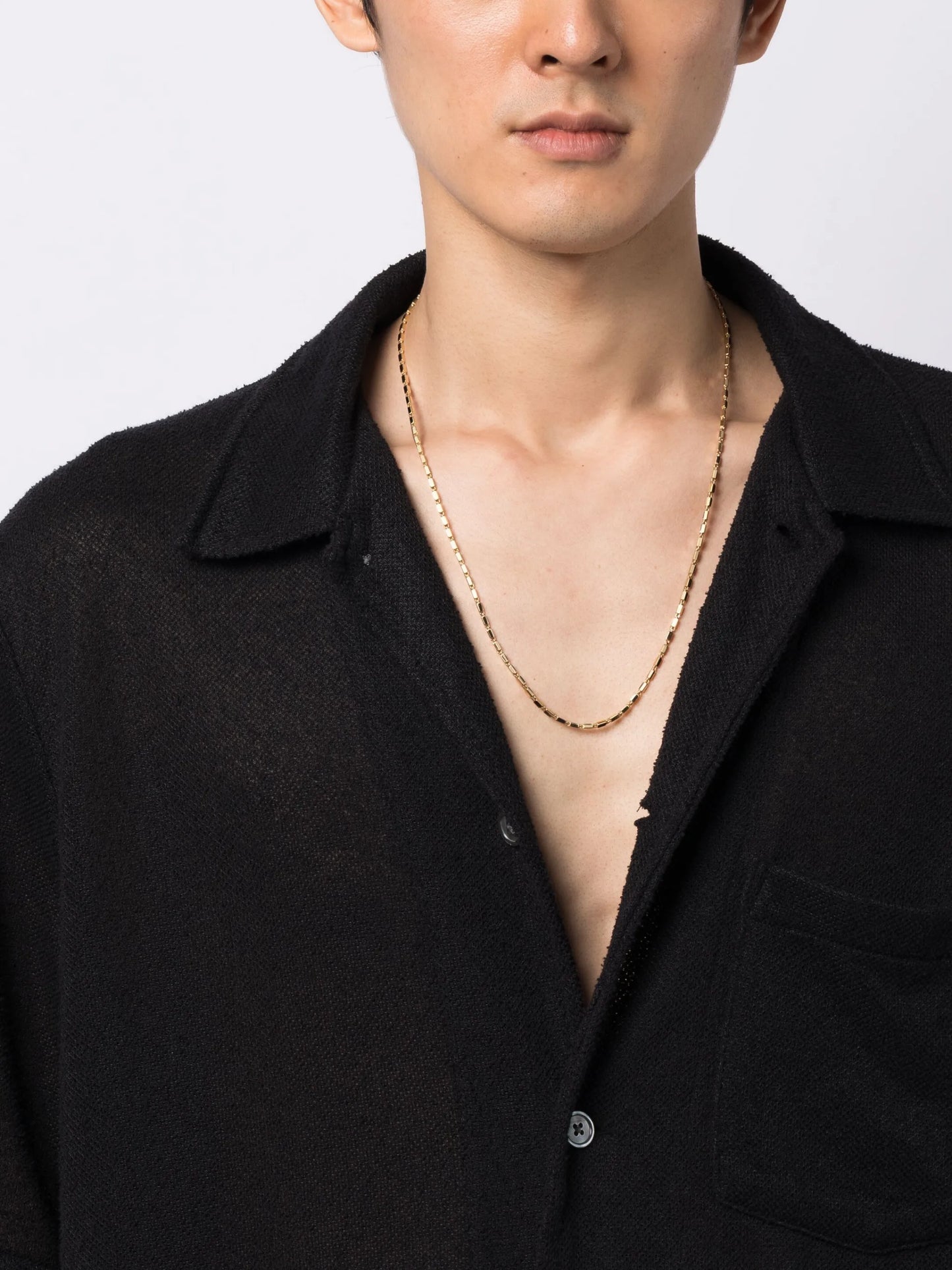 18kt yellow gold Block-Chain medium baguette necklace
