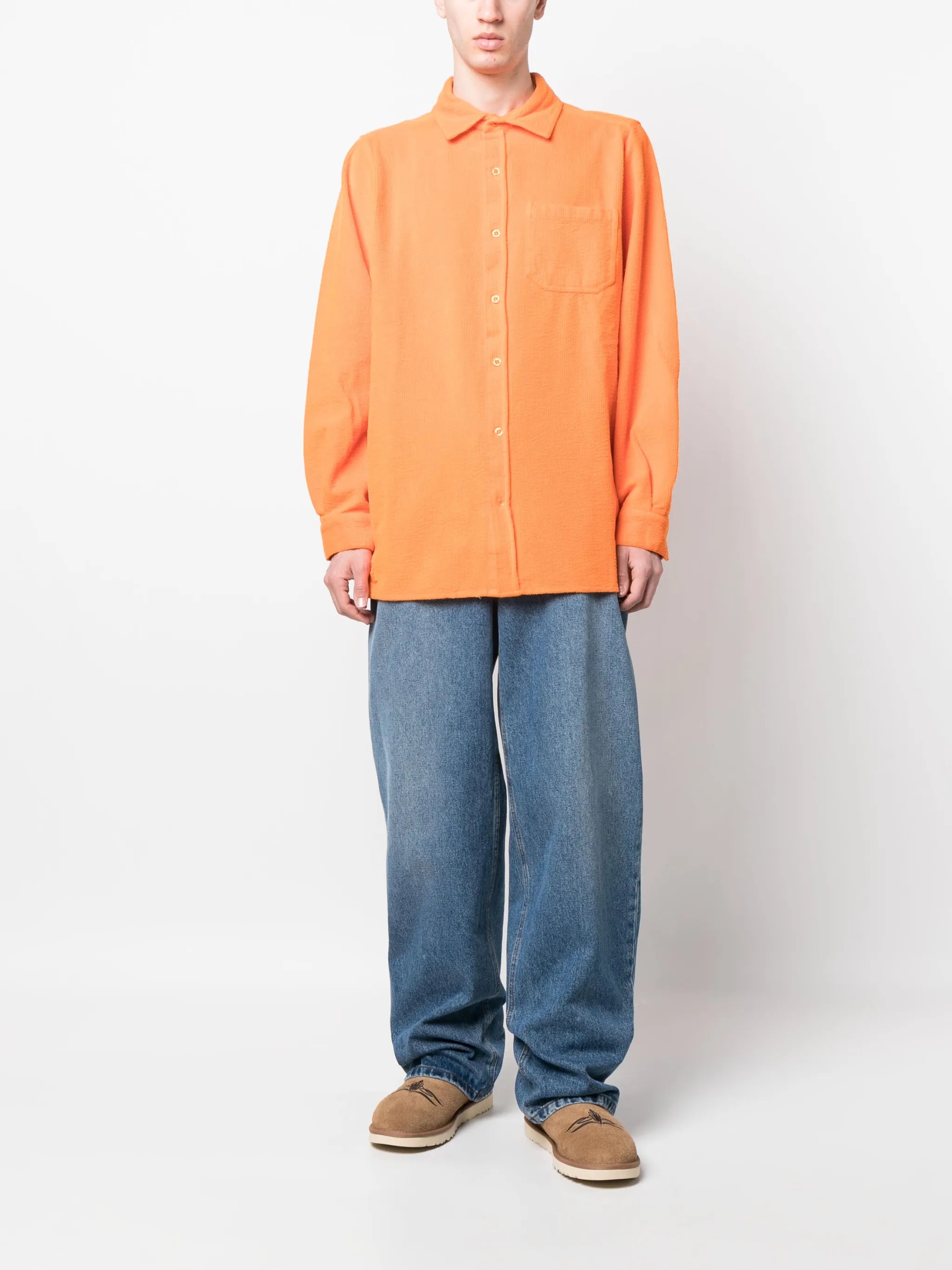 corduroy embroidered-logo shirt