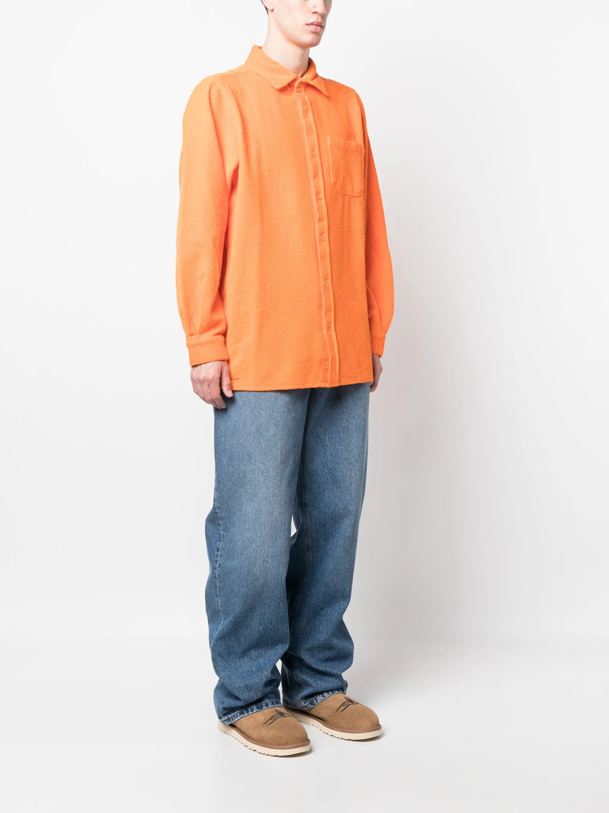 corduroy embroidered-logo shirt