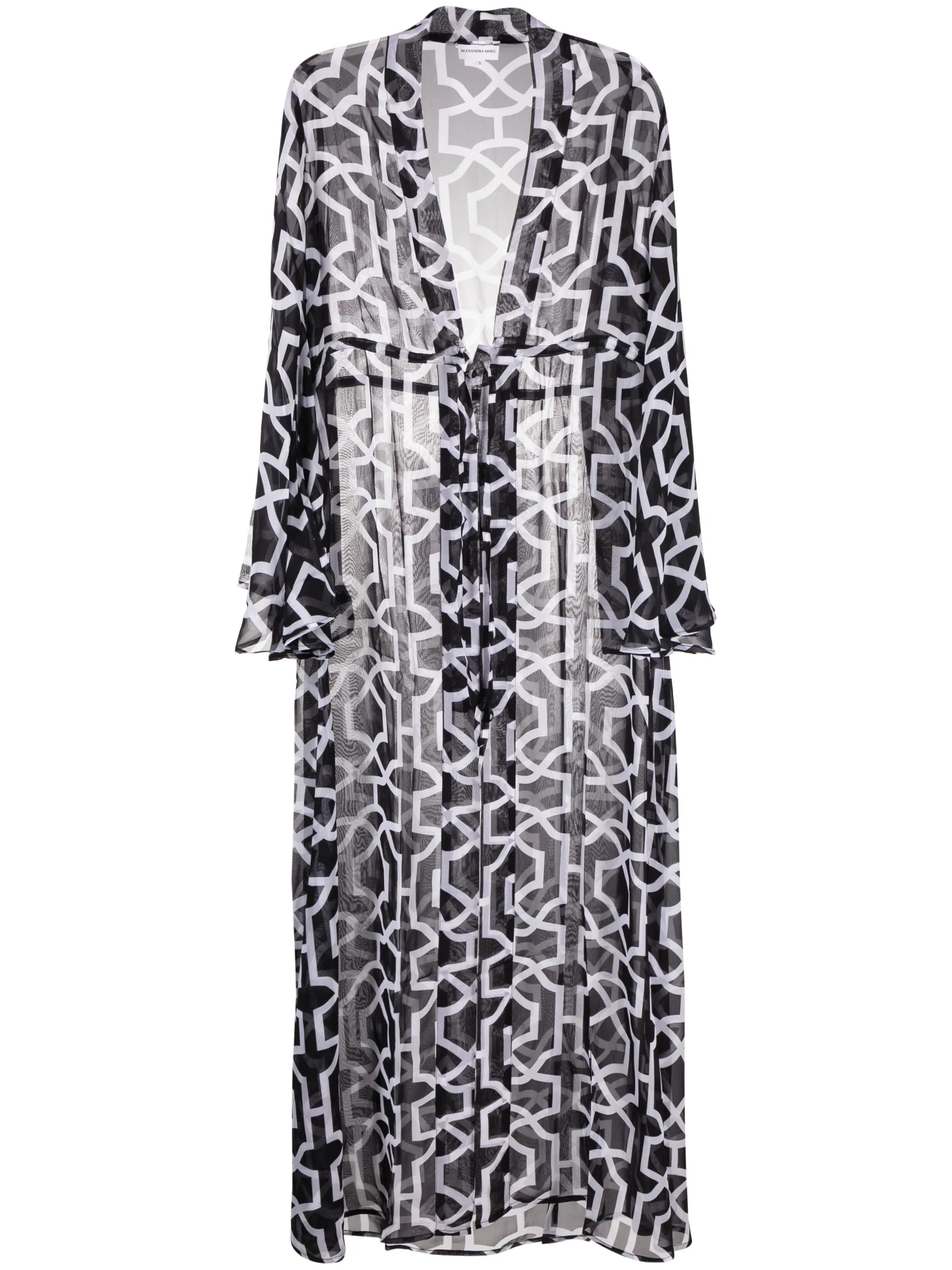 long-sleeve graphic-print dress