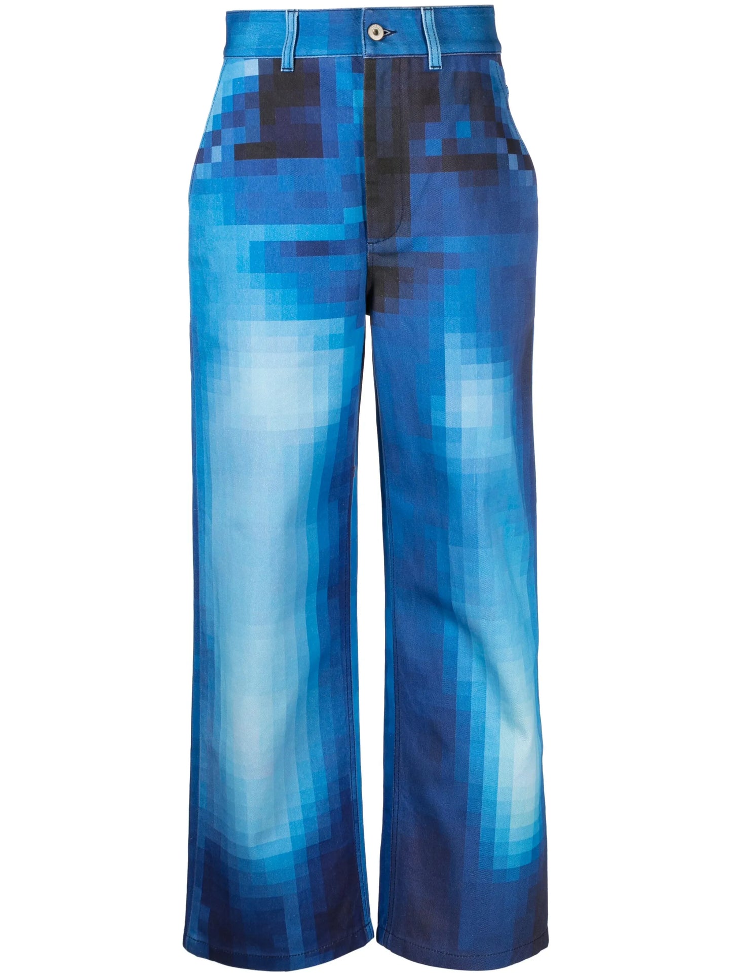 pixelated-print straight-leg jeans