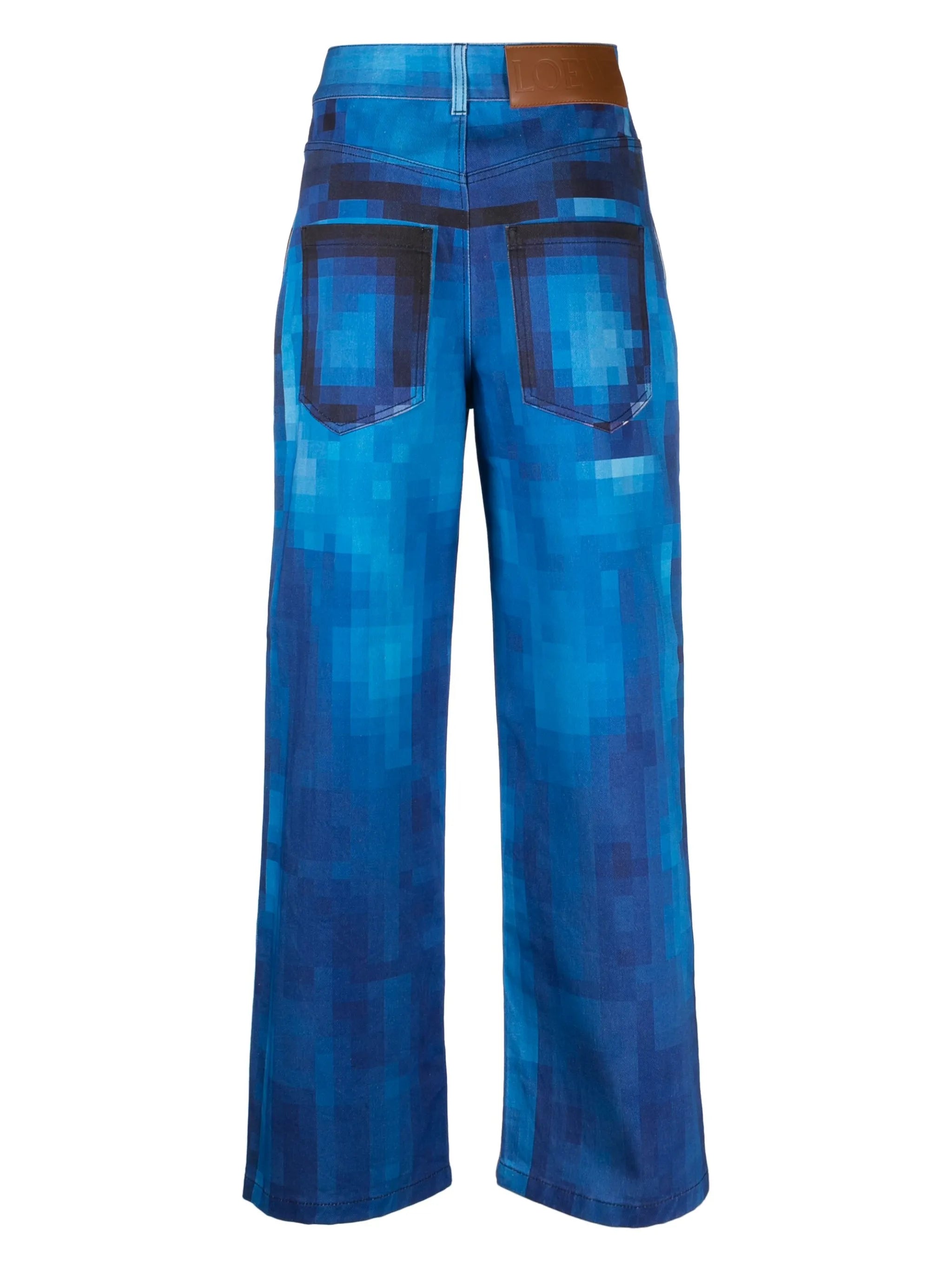 pixelated-print straight-leg jeans