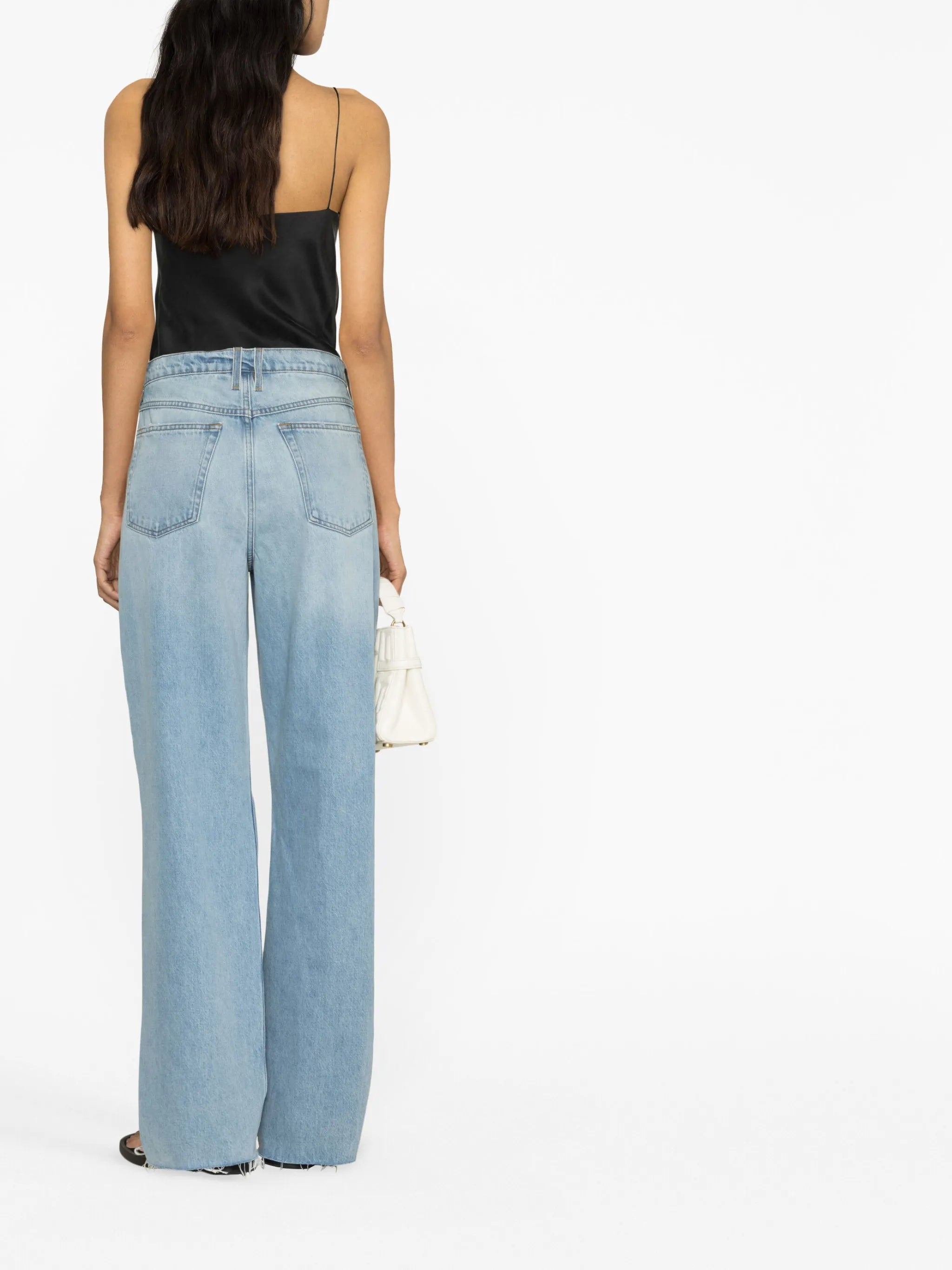 wide-leg washed denim trousers