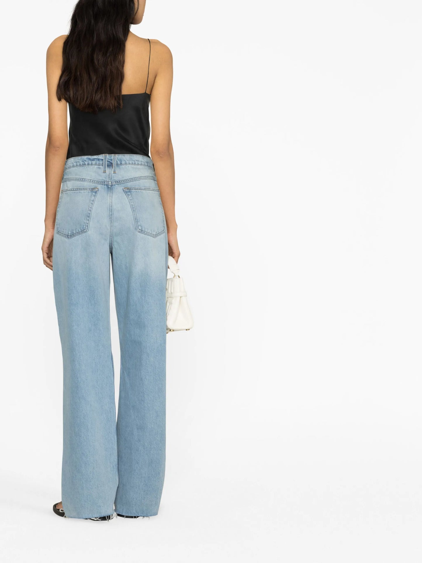 wide-leg washed denim trousers