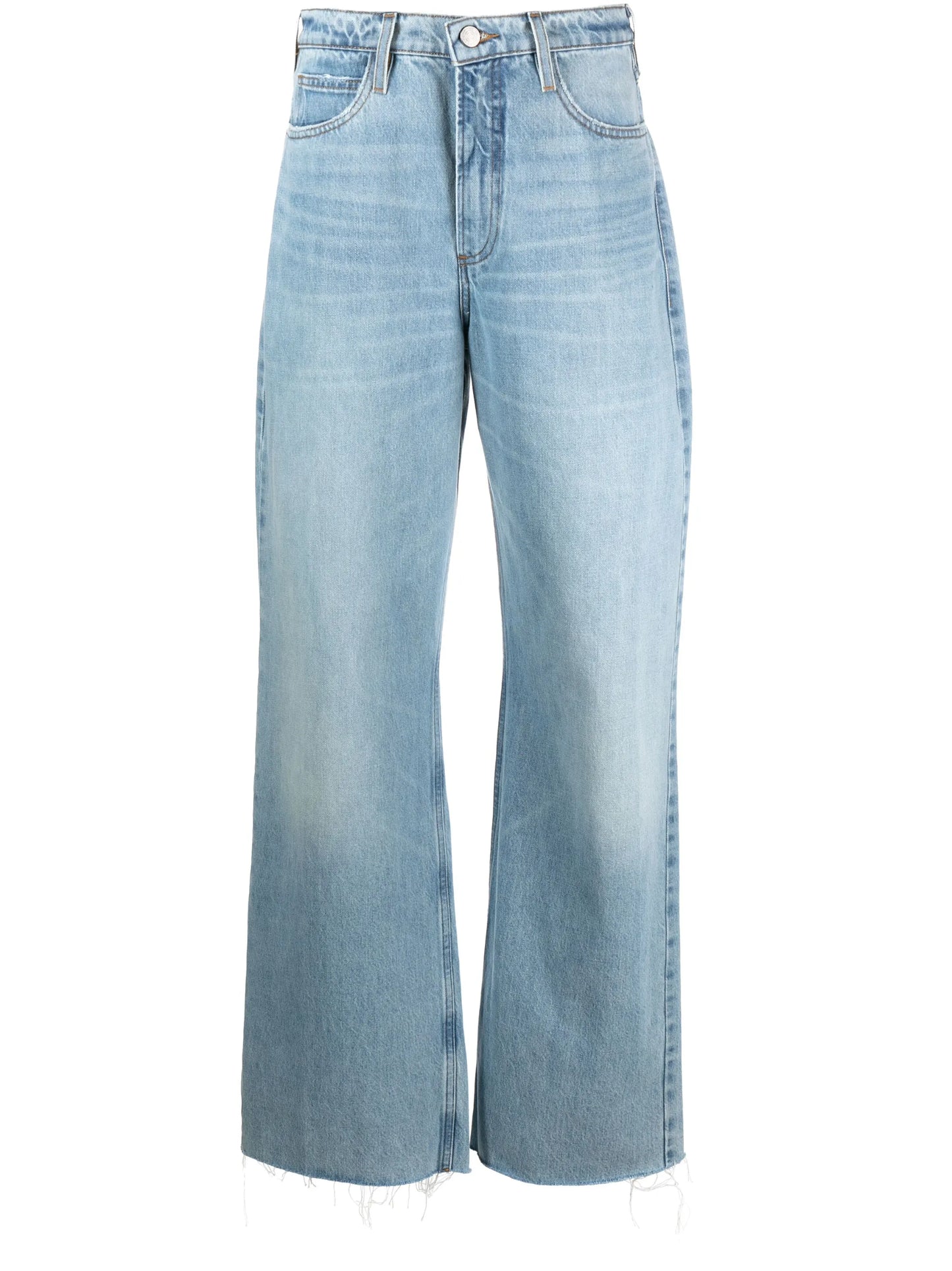 wide-leg washed denim trousers