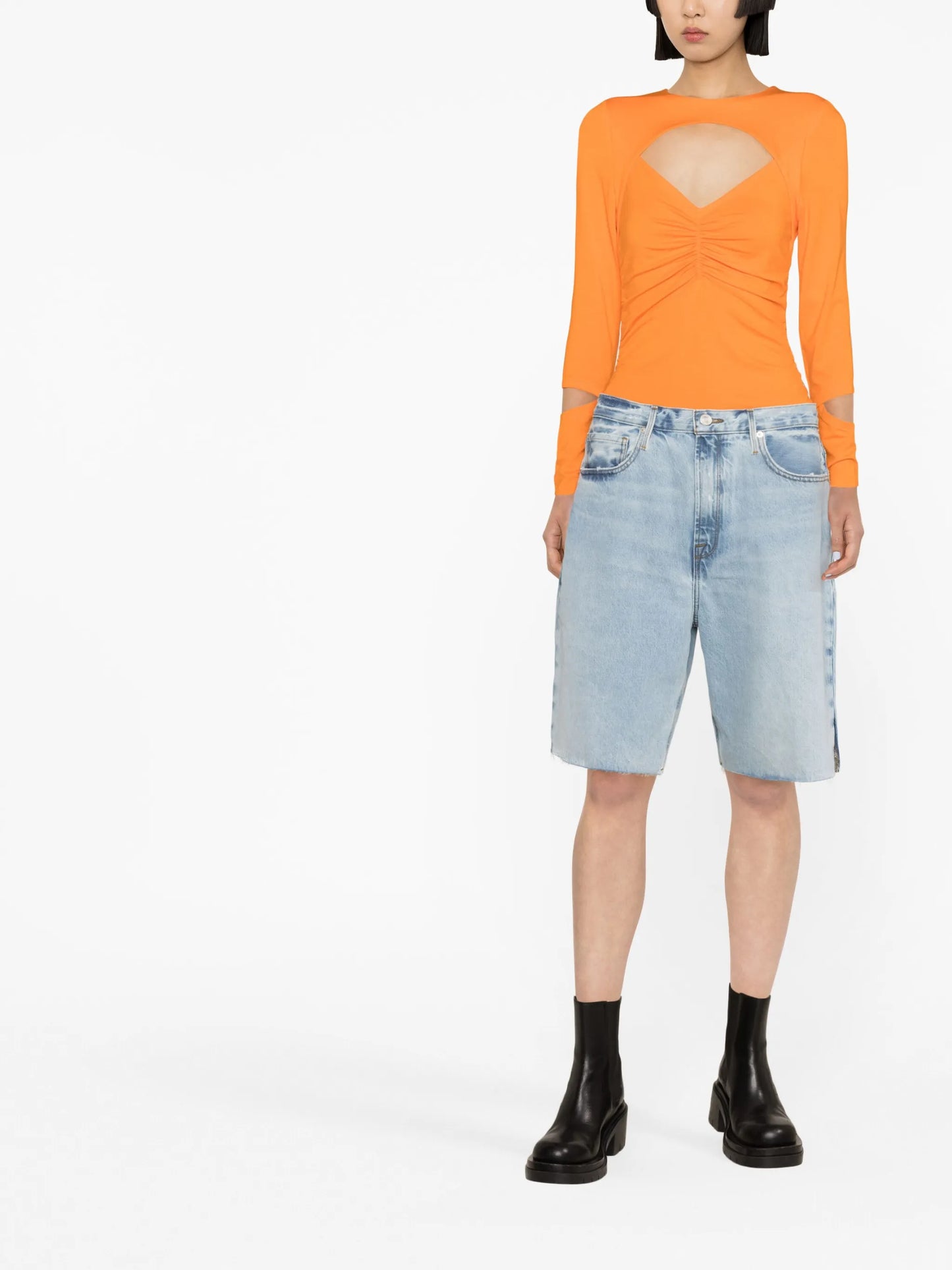 high-waisted denim shorts