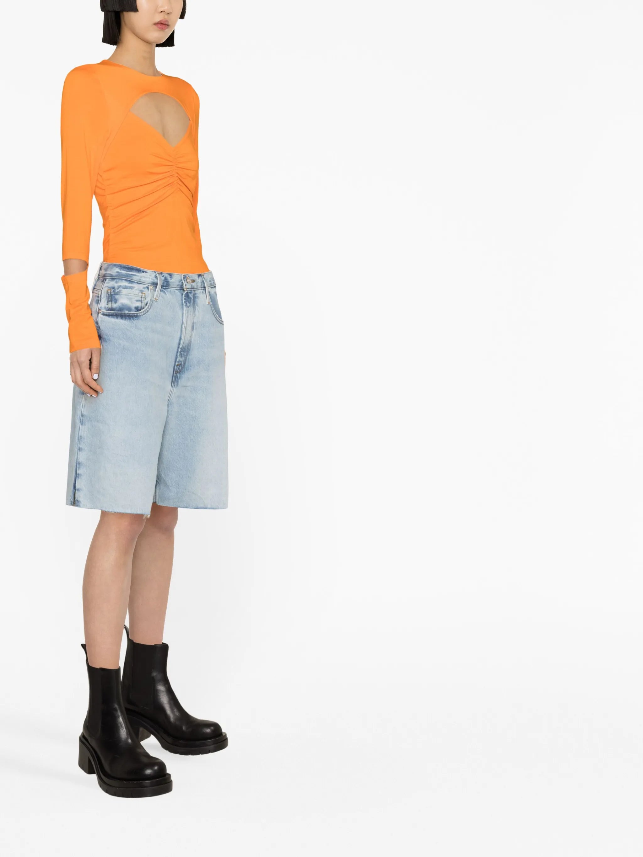 high-waisted denim shorts