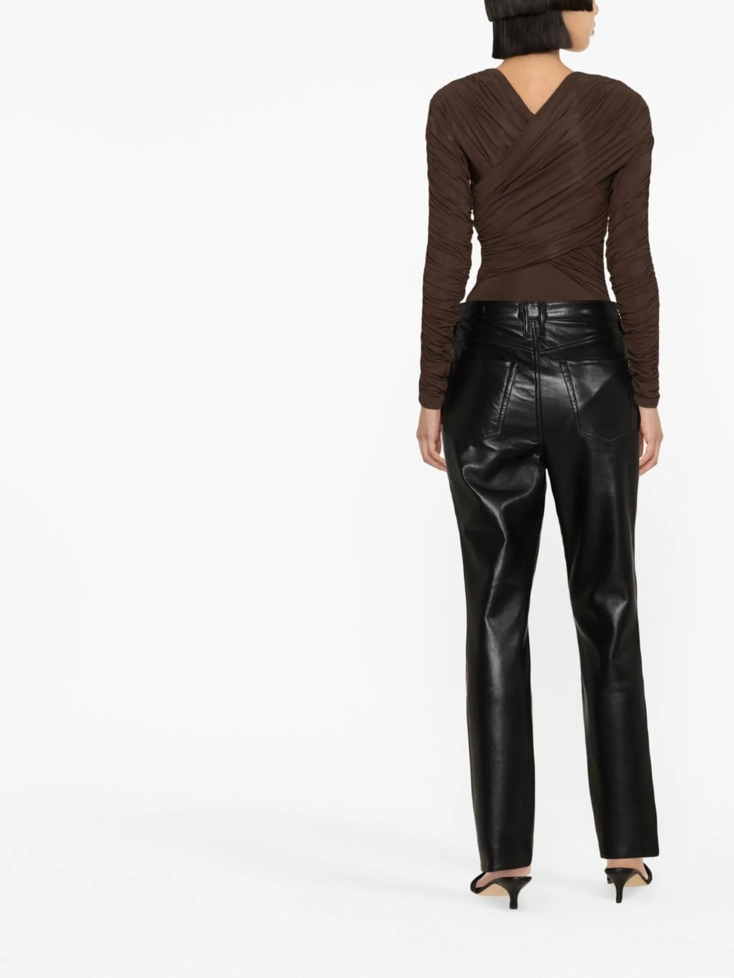 recycled leather-blend trousers