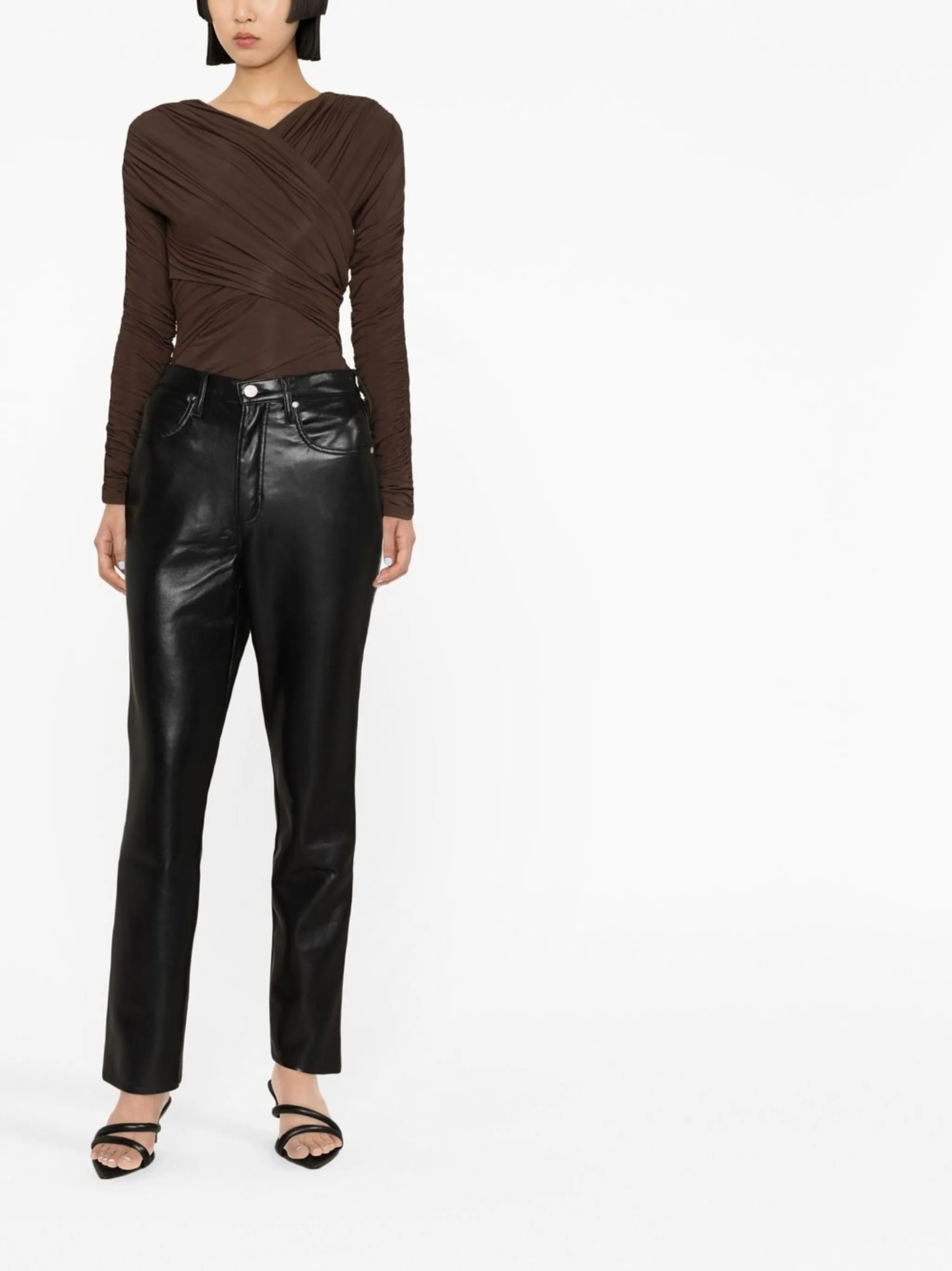recycled leather-blend trousers