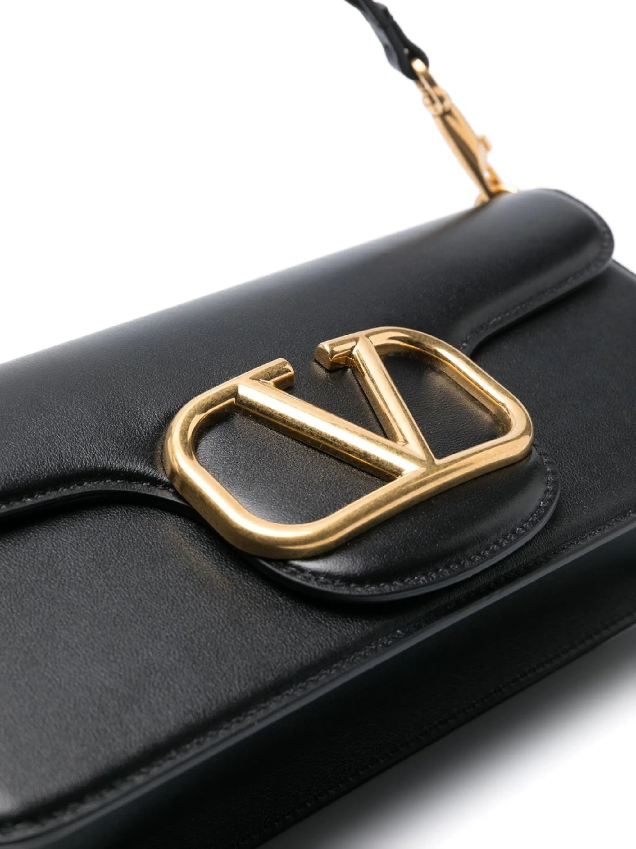 logo-plaque leather shoulder bag