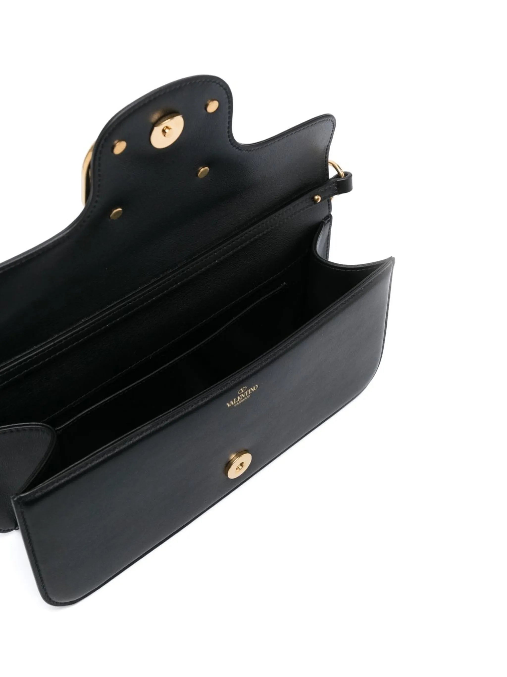 logo-plaque leather shoulder bag