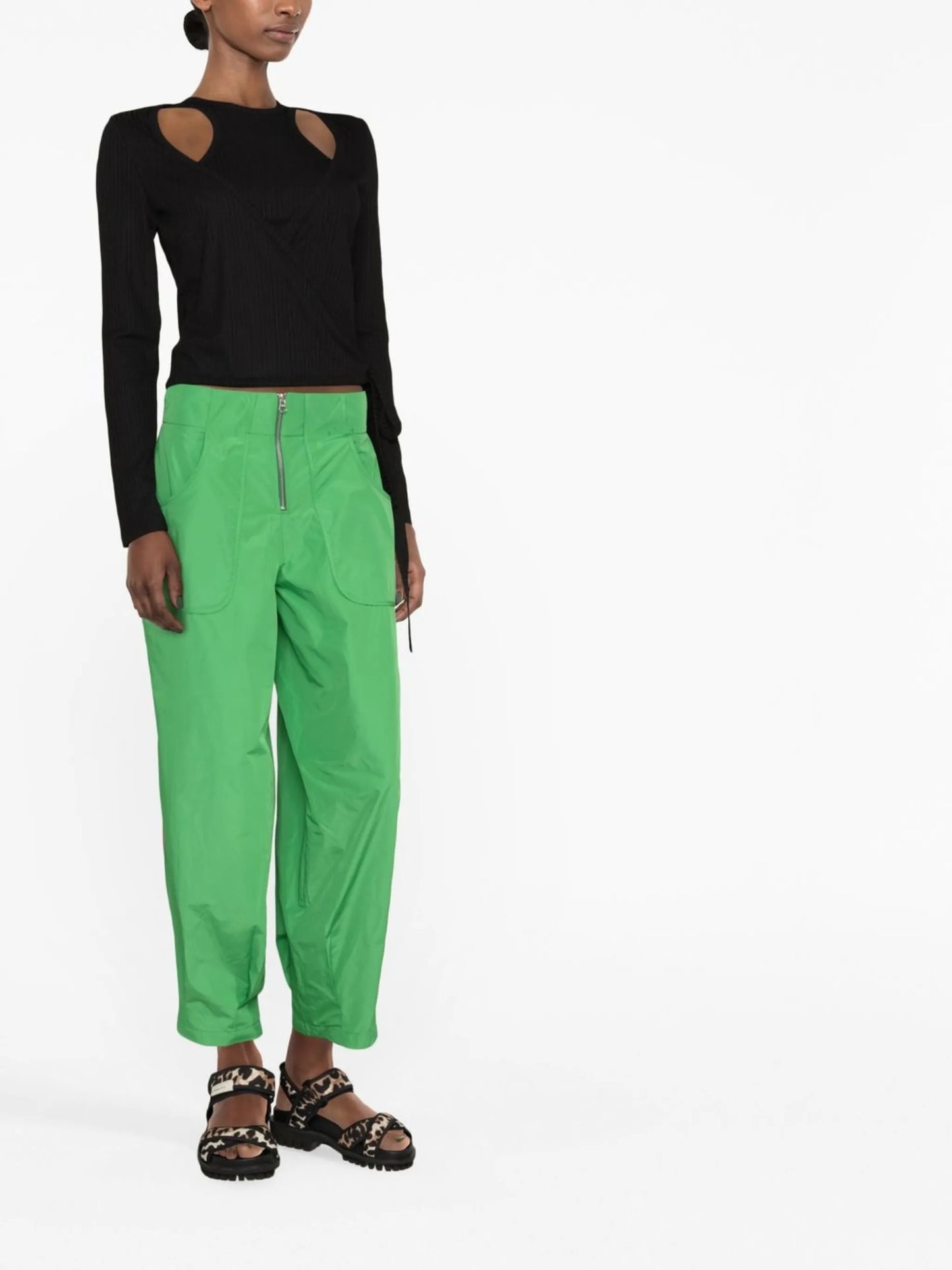 ribbed jersey wrap blouse