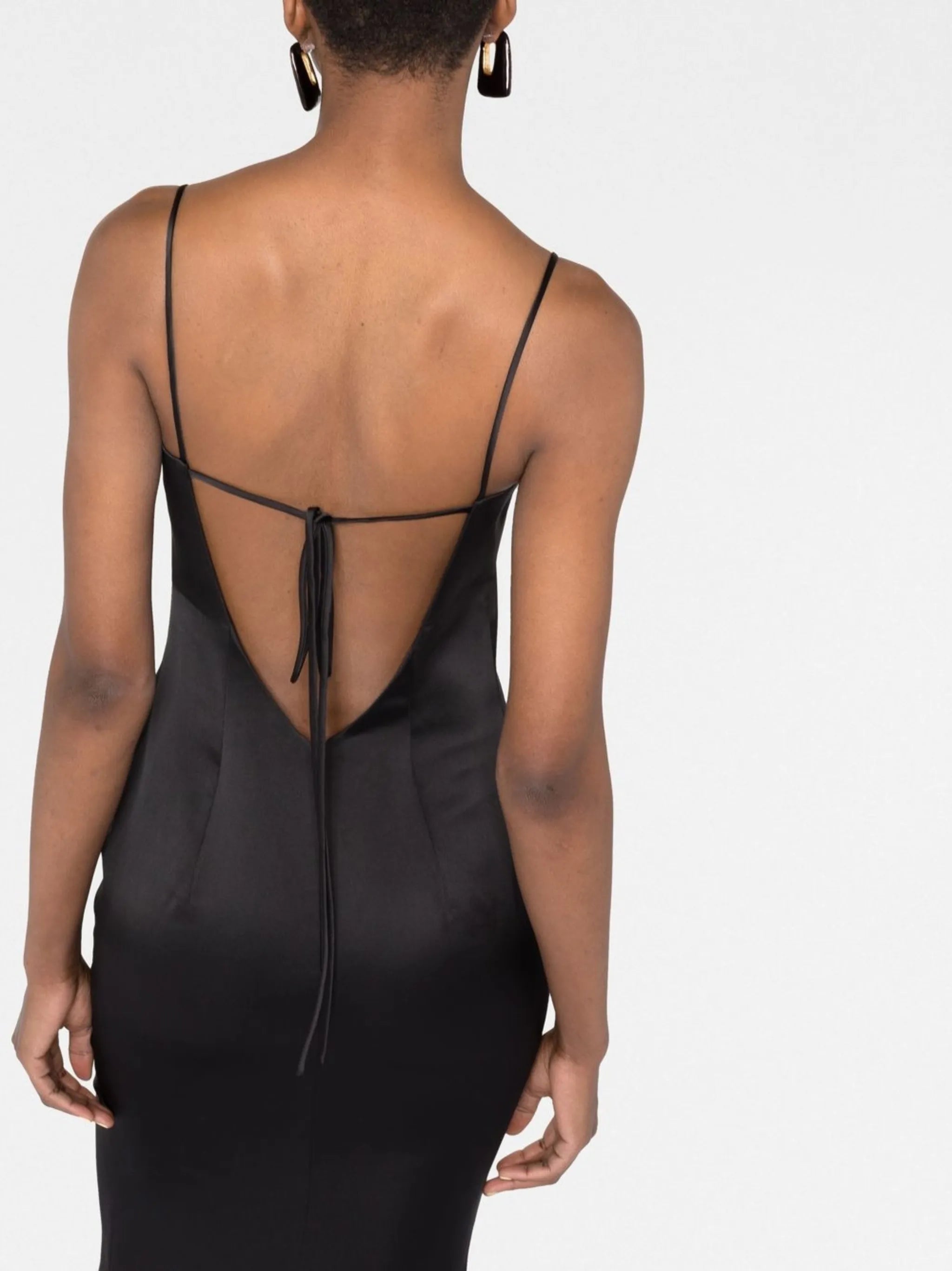 square-neck open-back gown
