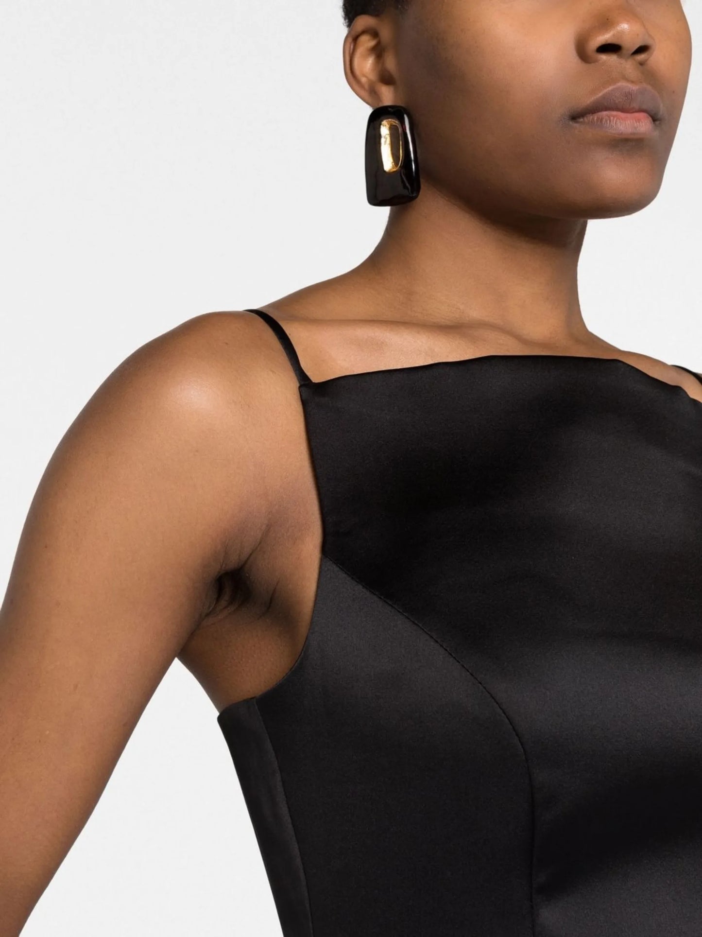 square-neck open-back gown