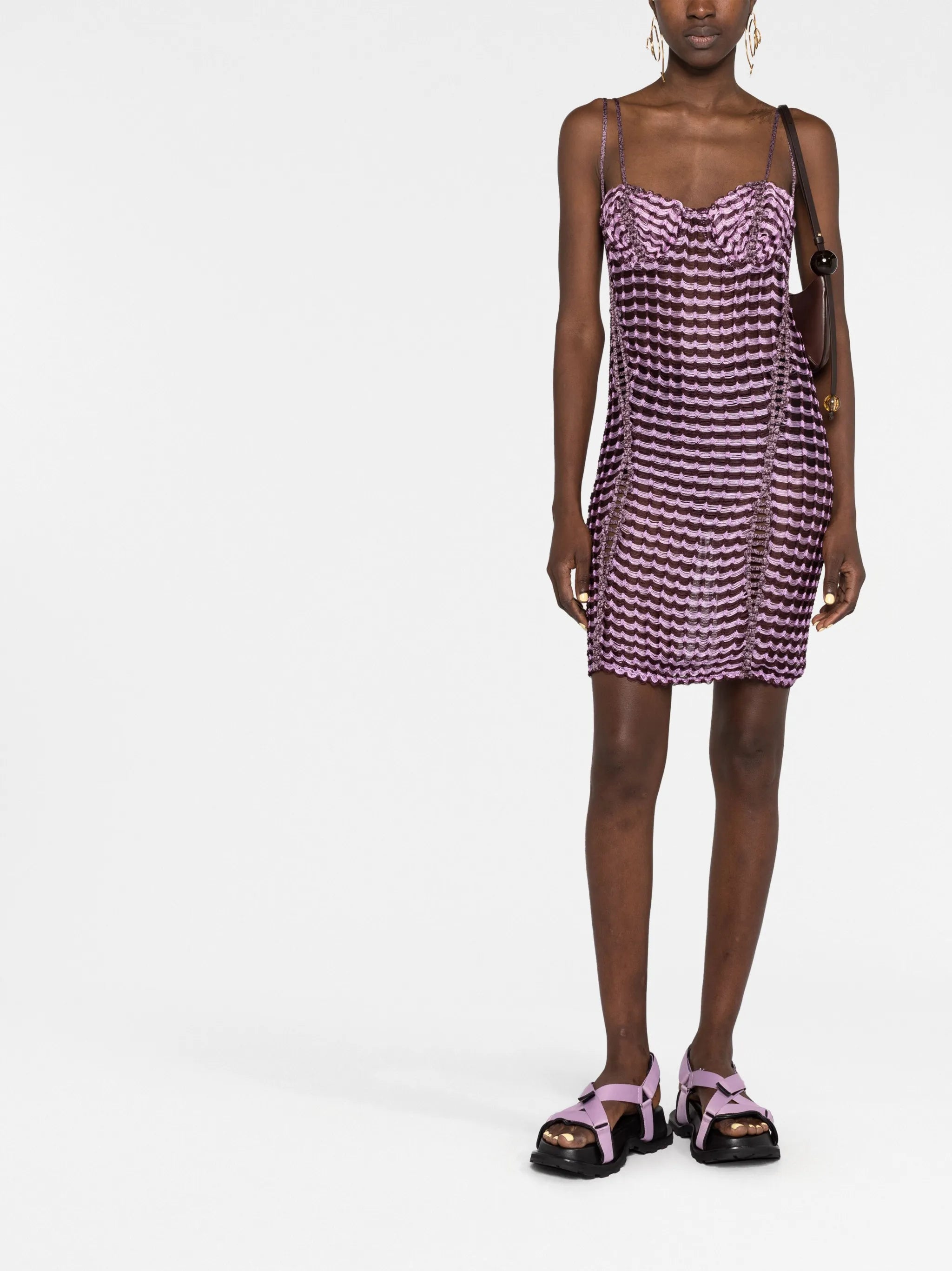 knot-detail open-knit dress