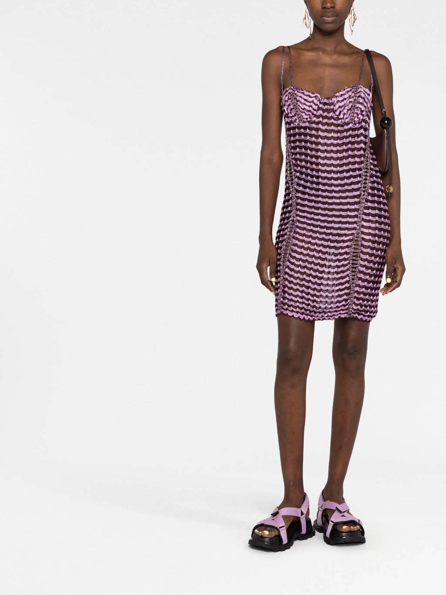 knot-detail open-knit dress