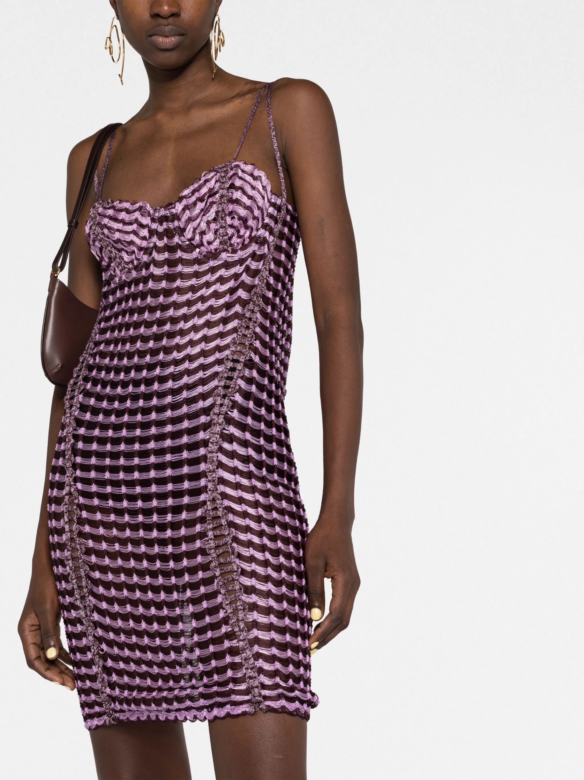 knot-detail open-knit dress