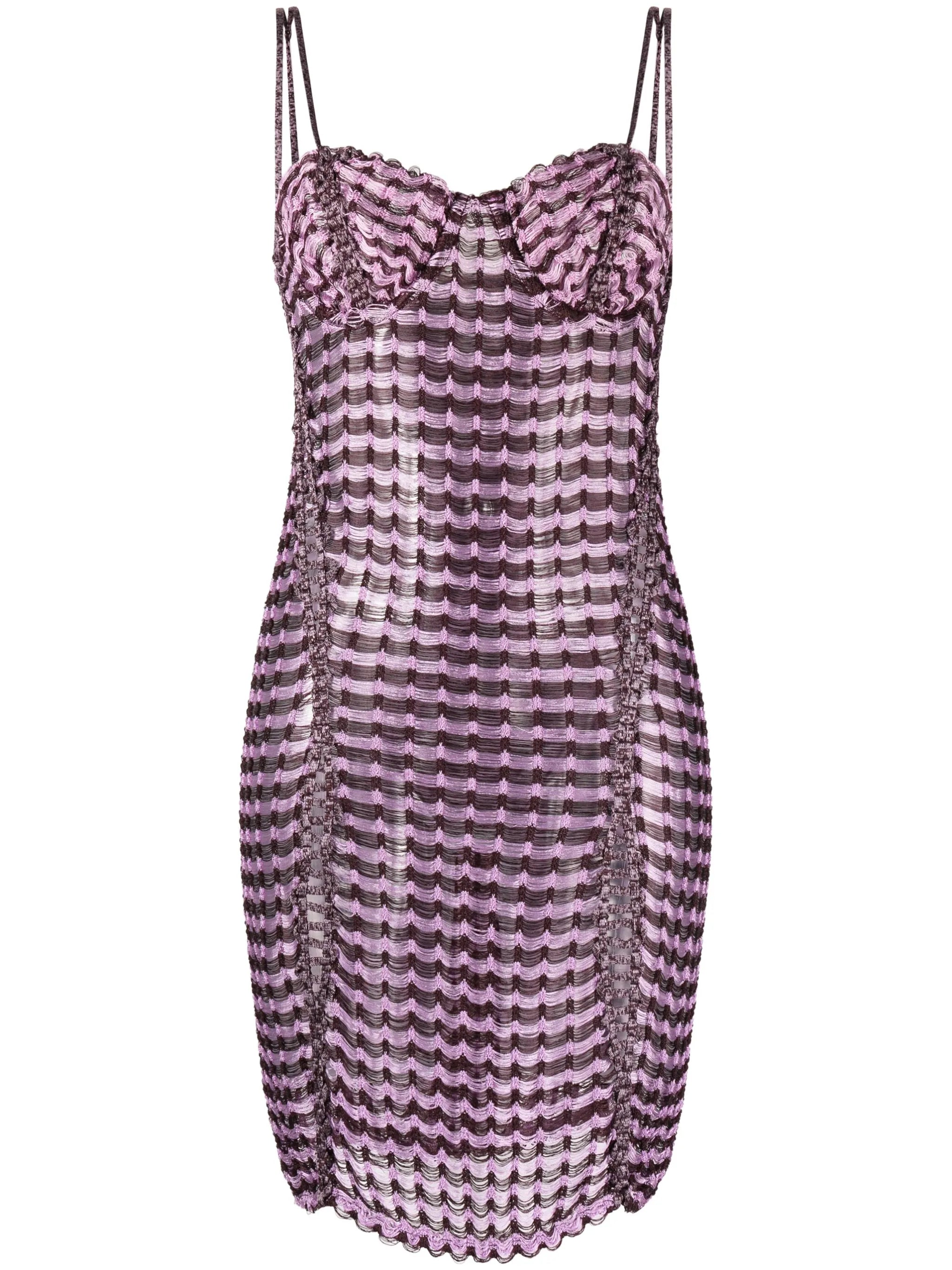 knot-detail open-knit dress