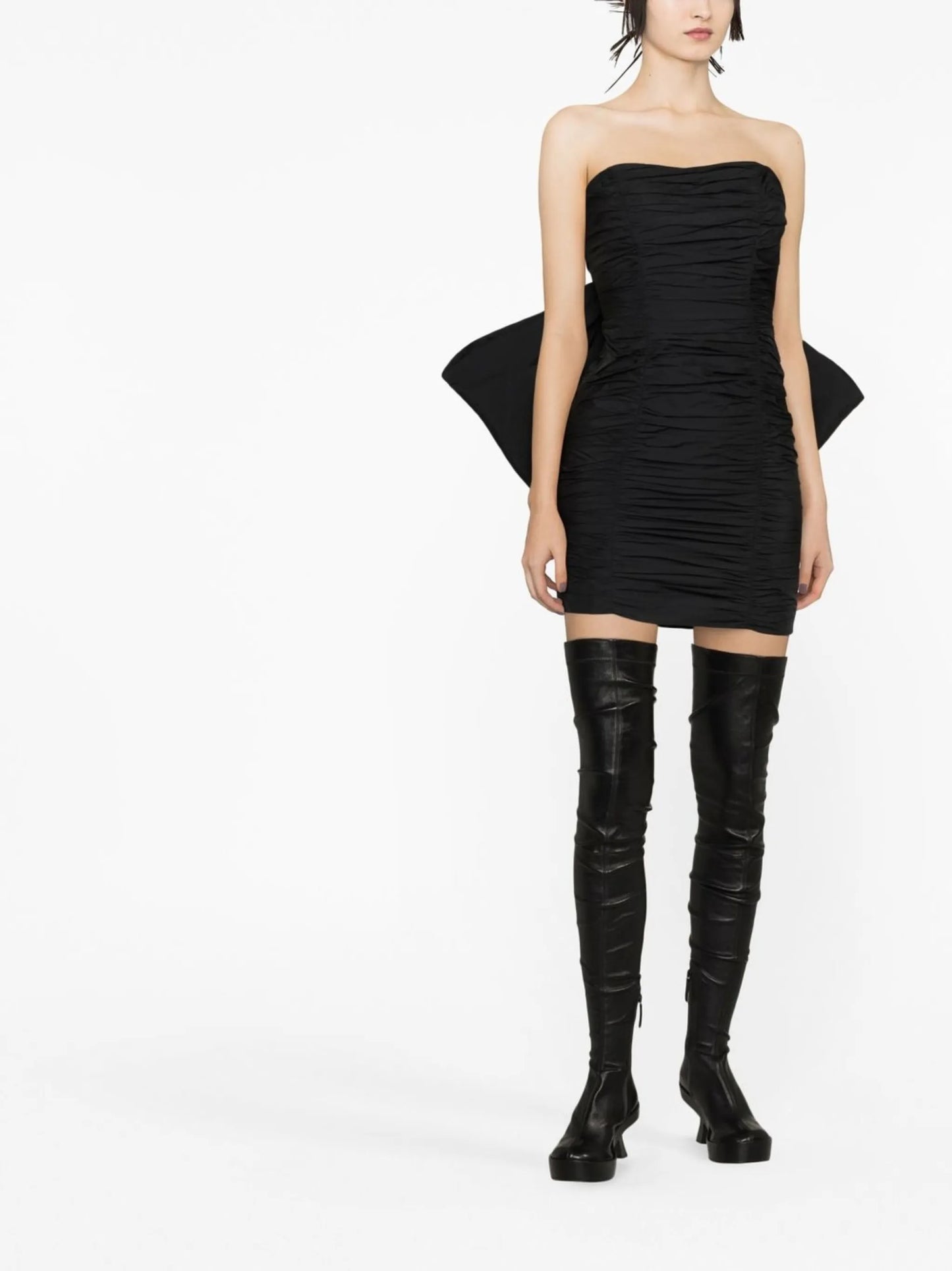 bow-detail pleated minidress