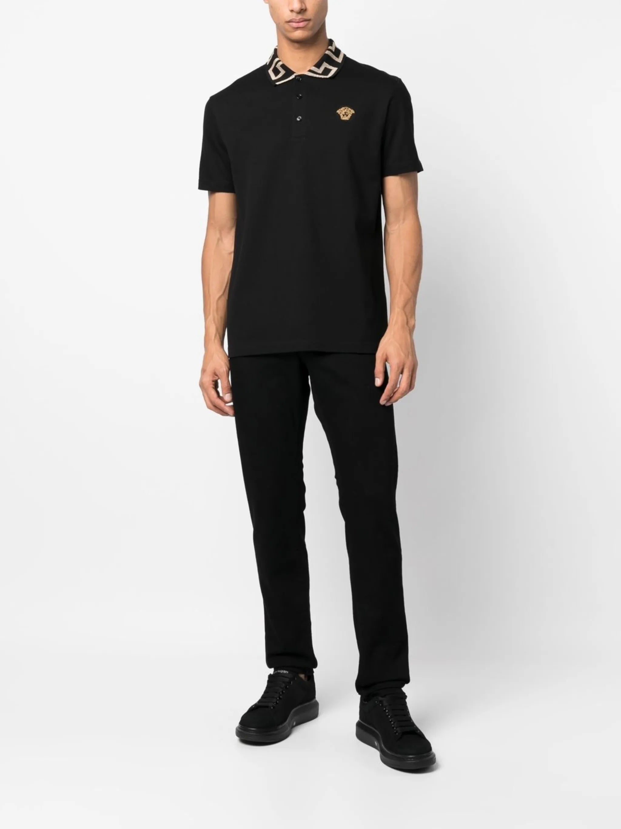 embroidered short-sleeved polo shirt