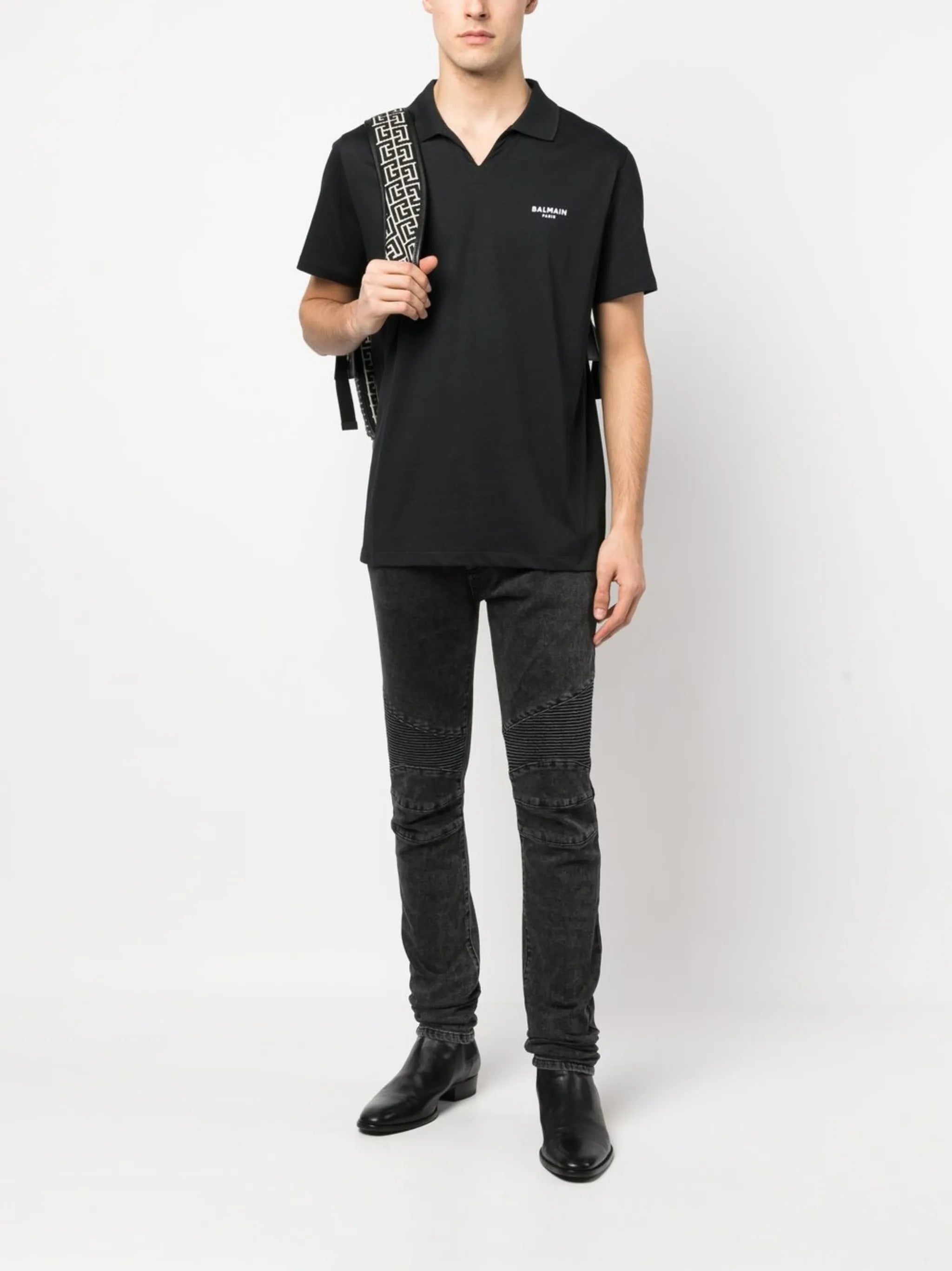 wingtip-collar cotton T-shirt